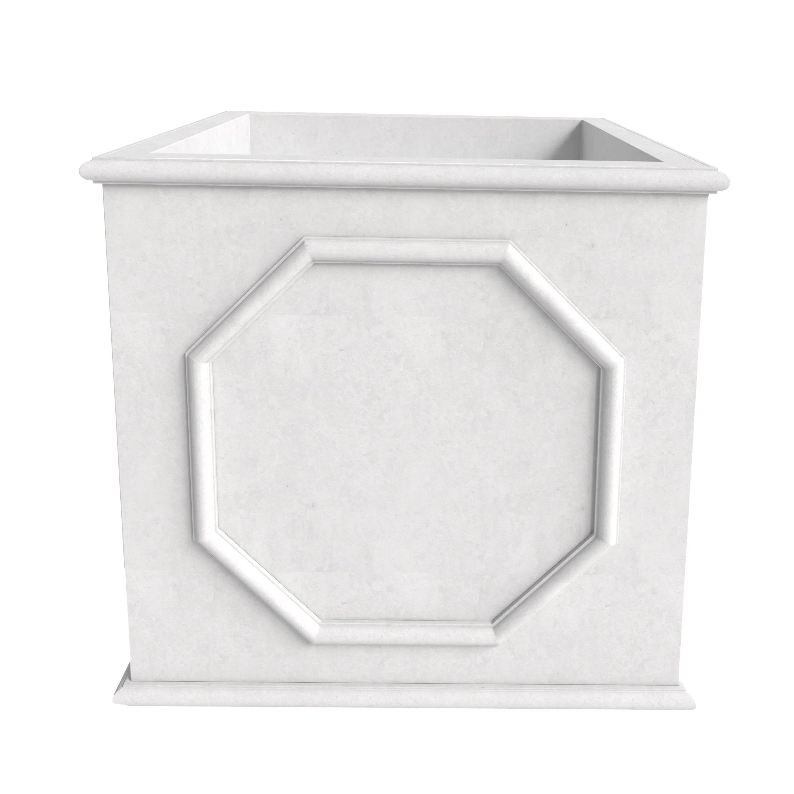 LeisureMod Modern Sprout Fiberstone and MgO Clay Square Planter White 25.6