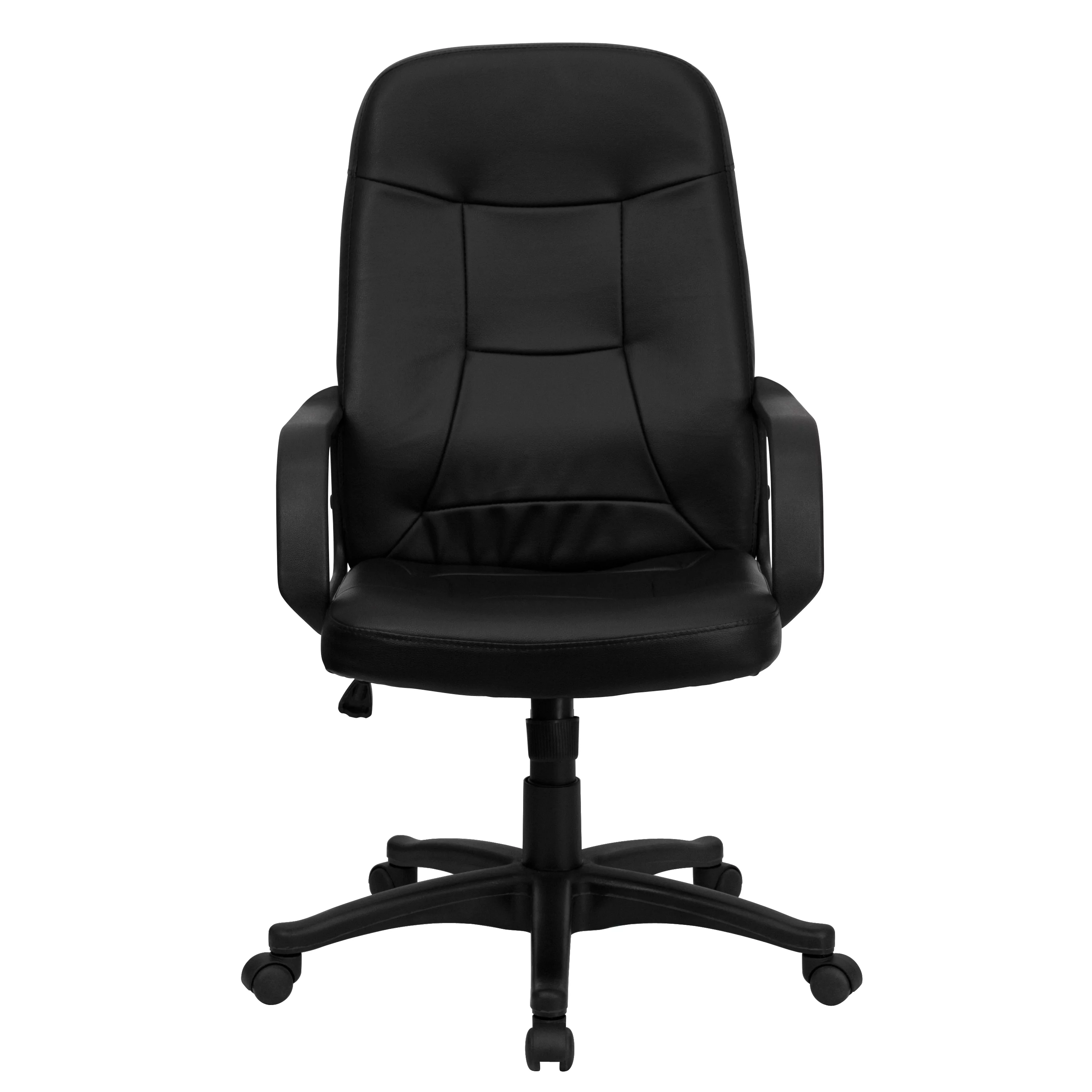Emma + Oliver High Back Black Glove Vinyl Executive Swivel Office Chair with Arms