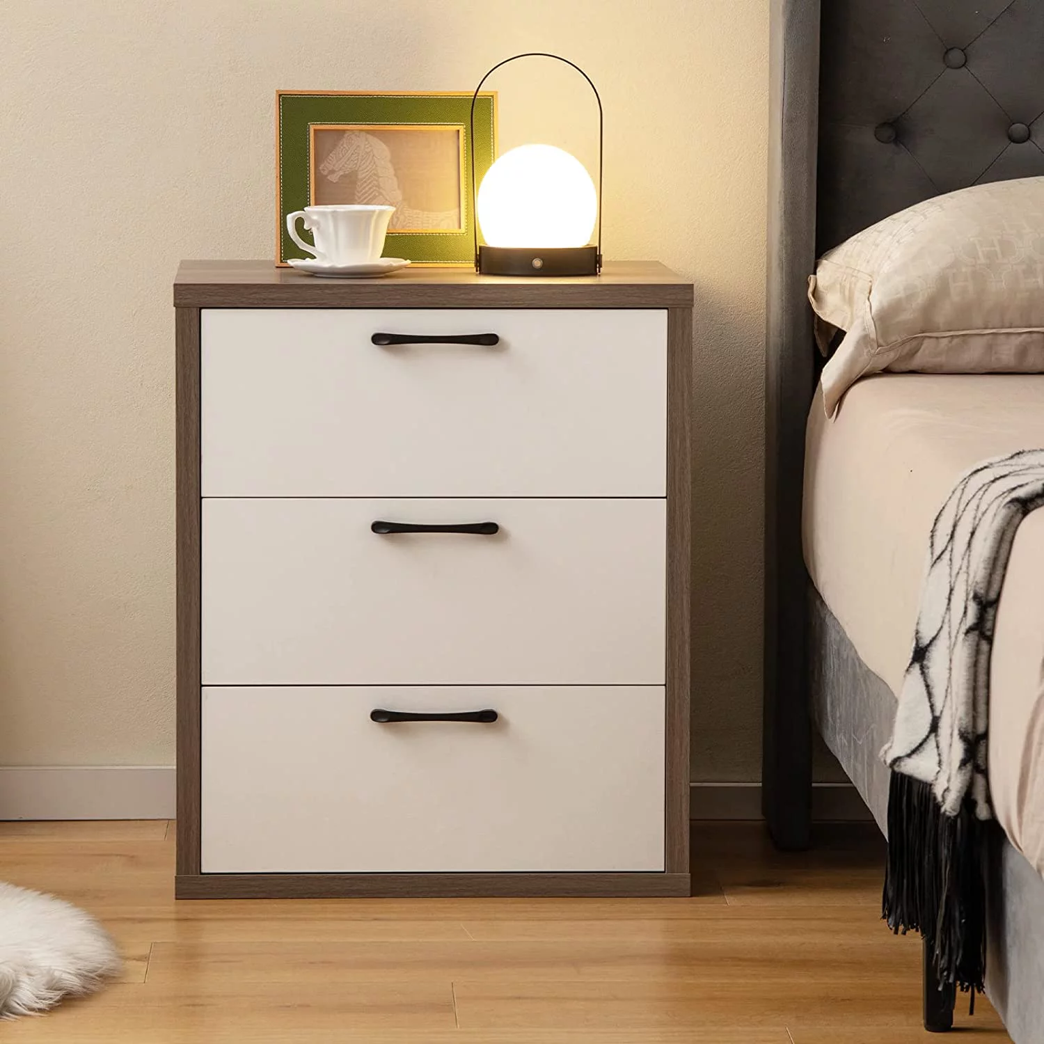 GVJMTKP 3 Drawer Dresser  26\u2019\u2019 Modern Chest of Drawers  Wood Dressers & Chests  Short Dresser for Small Spaces  Small Drawers for Closet  White Dresser for Bedroom  Living R