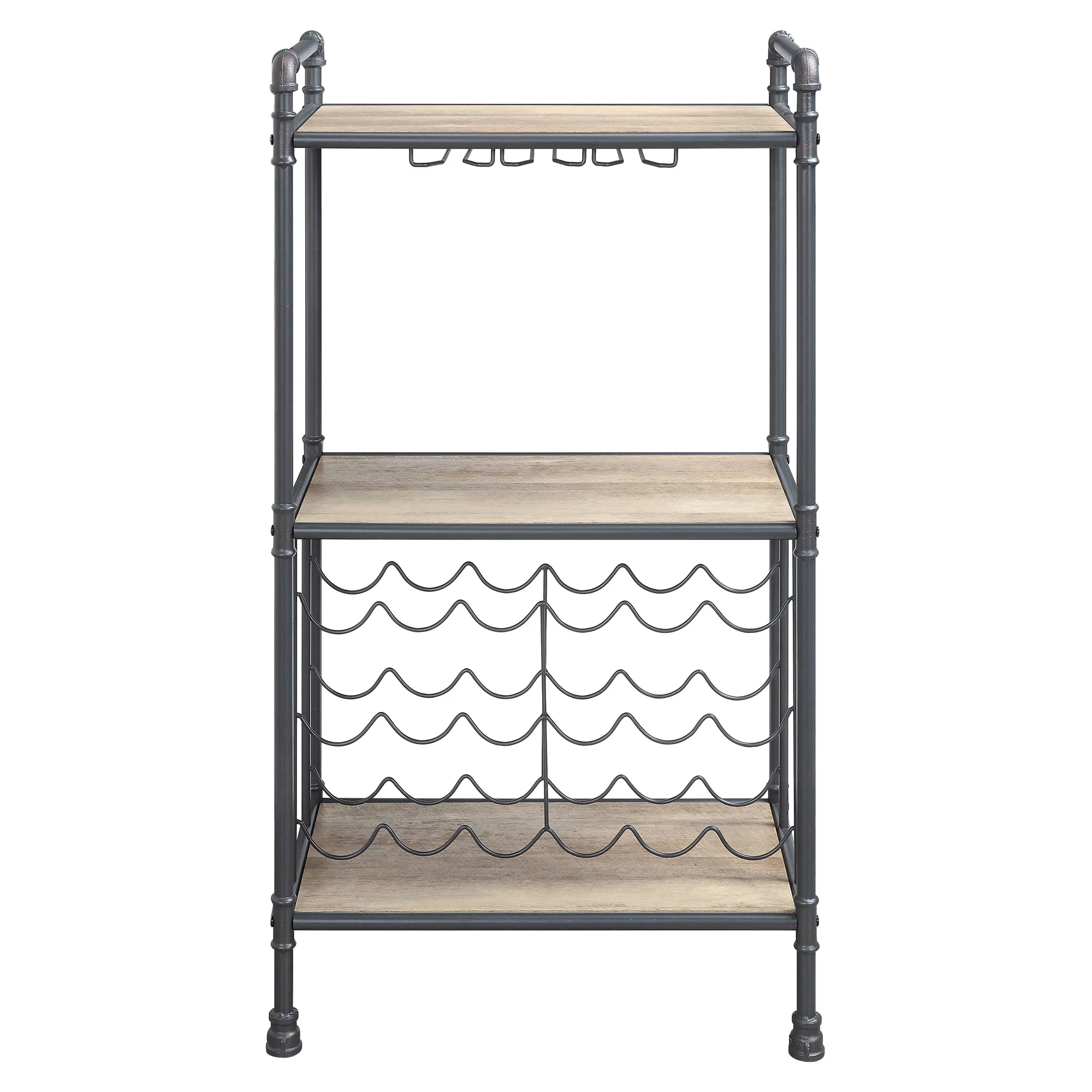 ACME Brantley Storage Wine Rack in Antique Oak and Sandy Gray