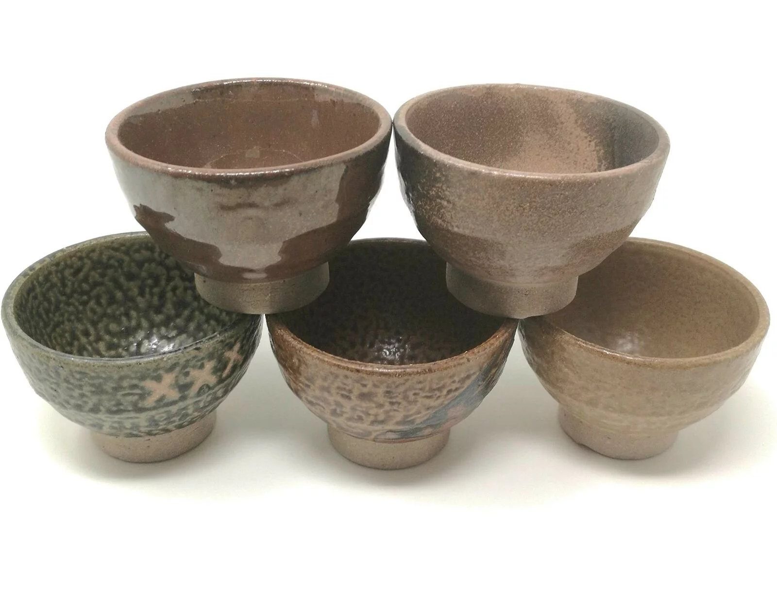 TJ Global Set of 5 Small Japanese Pottery Ceramic Bowls for Dessert, Salsa, D...