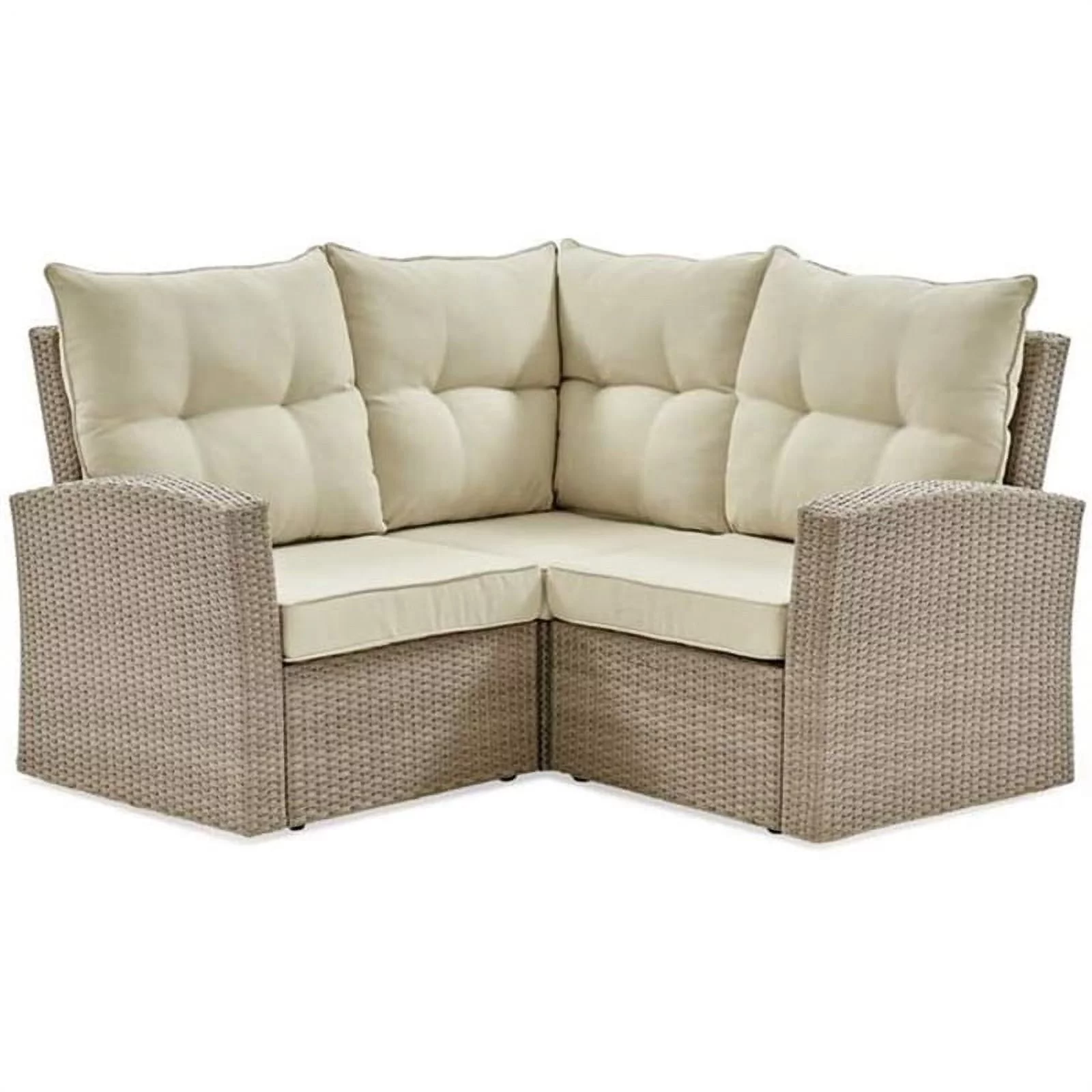 Afuera Living All-Weather Wicker Corner Sectional Sofa with Beige Cushions