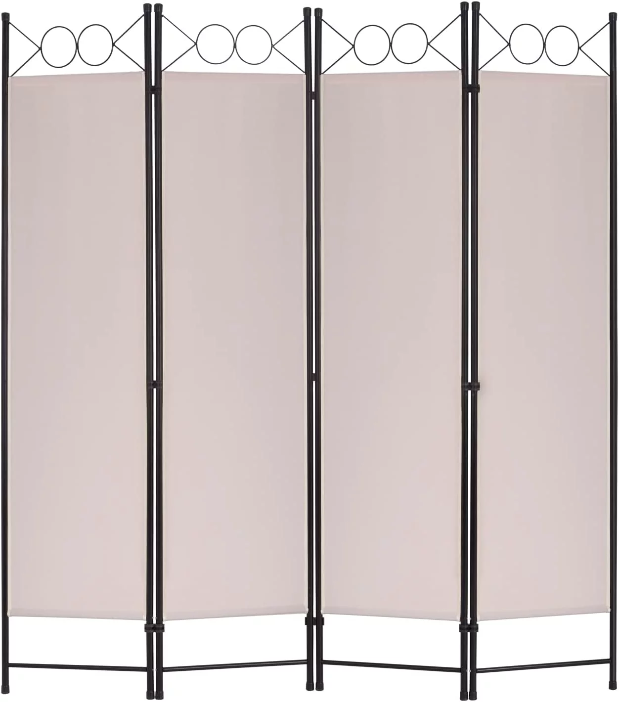 4 Panel Room Divider 6 ft Steel for Home Office Bedroom, Tan
