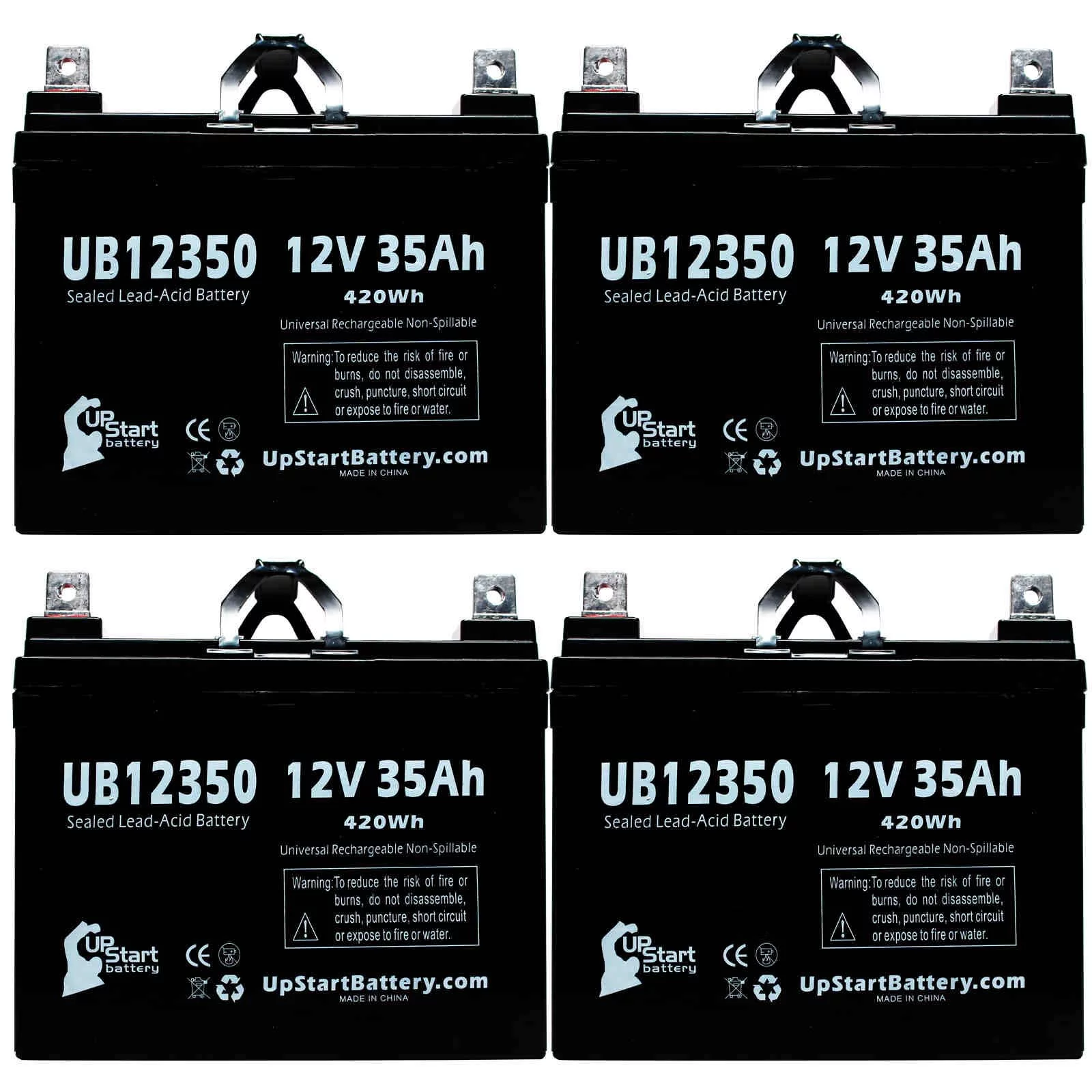 4x Pack - Compatible Pride Victory 10 Battery - Replacement UB12350 Universal Sealed Lead Acid Battery (12V, 35Ah, 35000mAh, L1 Terminal, AGM, SLA)