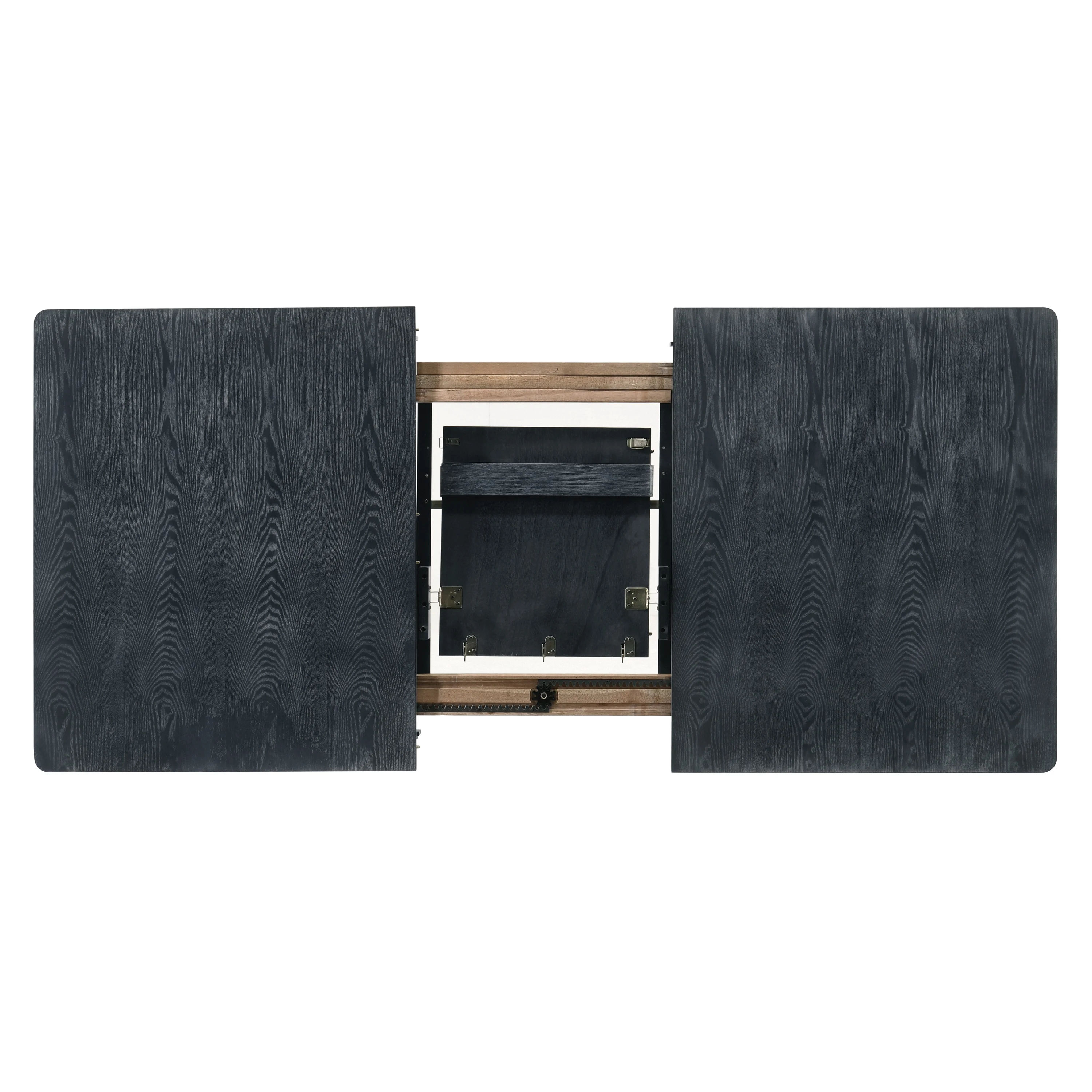 GDF Studio Bonview French Country Fabric Upholstered Wood Expandable 7 Piece Dining Set, Gray and Black