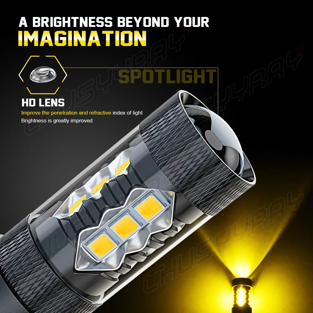 Bright White LED Headlight 9005+H11 Hi/Lo Bulb Kit + Amber H16/5202 LED Fog Light Bulbs Combo，Pack of 6