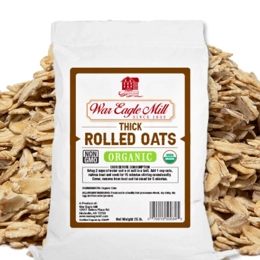 War Eagle Mill Thick Rolled Oats, Organic and Non-GMO, 25 Pound Bag