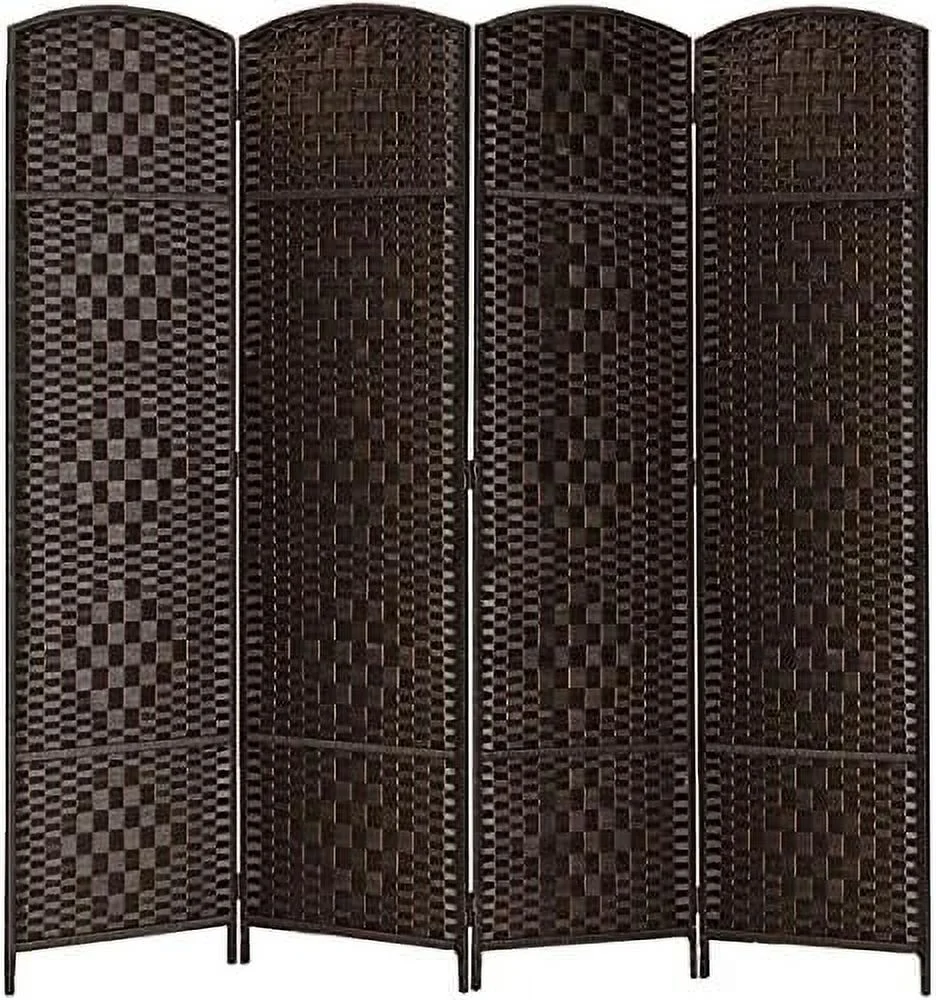 JDZHAPPYLIFE RHF 6 ft. Tall 16" Wide- Weave Fiber Room Divider Double Hinged 6 Panel Room Divider/Screen  Room Dividers and Folding Privacy Screens 6 Panel  Freestanding Room Dividers