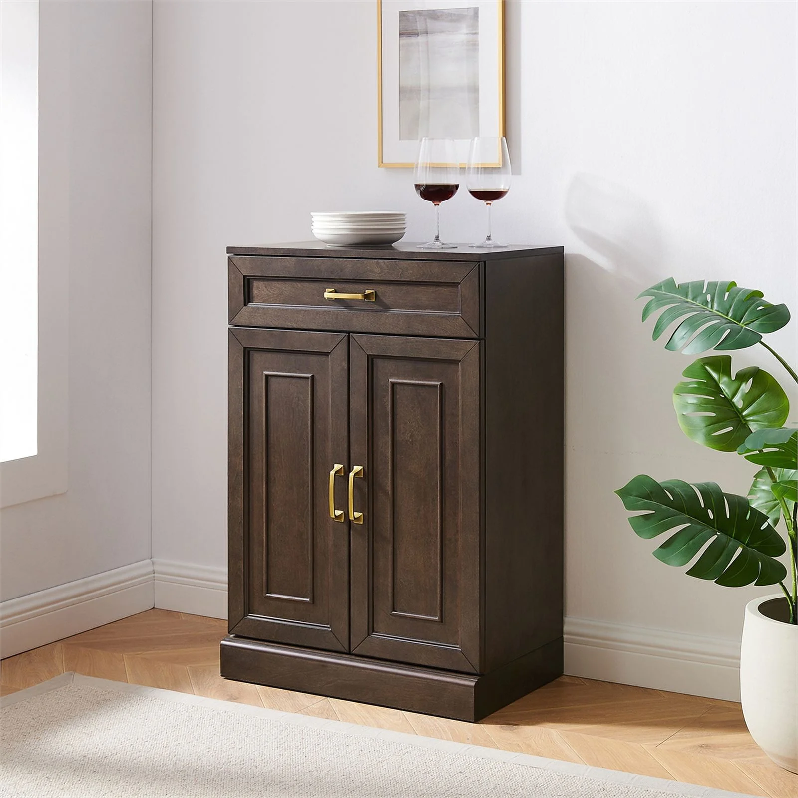 Crosley Furniture Stanton Traditional Wood Kitchen Storage Pantry - Coffee