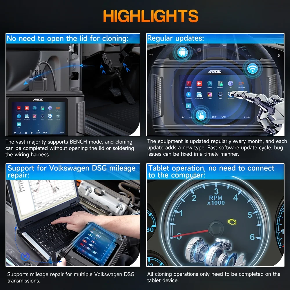 ANCEL EC500 Automotive ECU Cloning ECM System Module