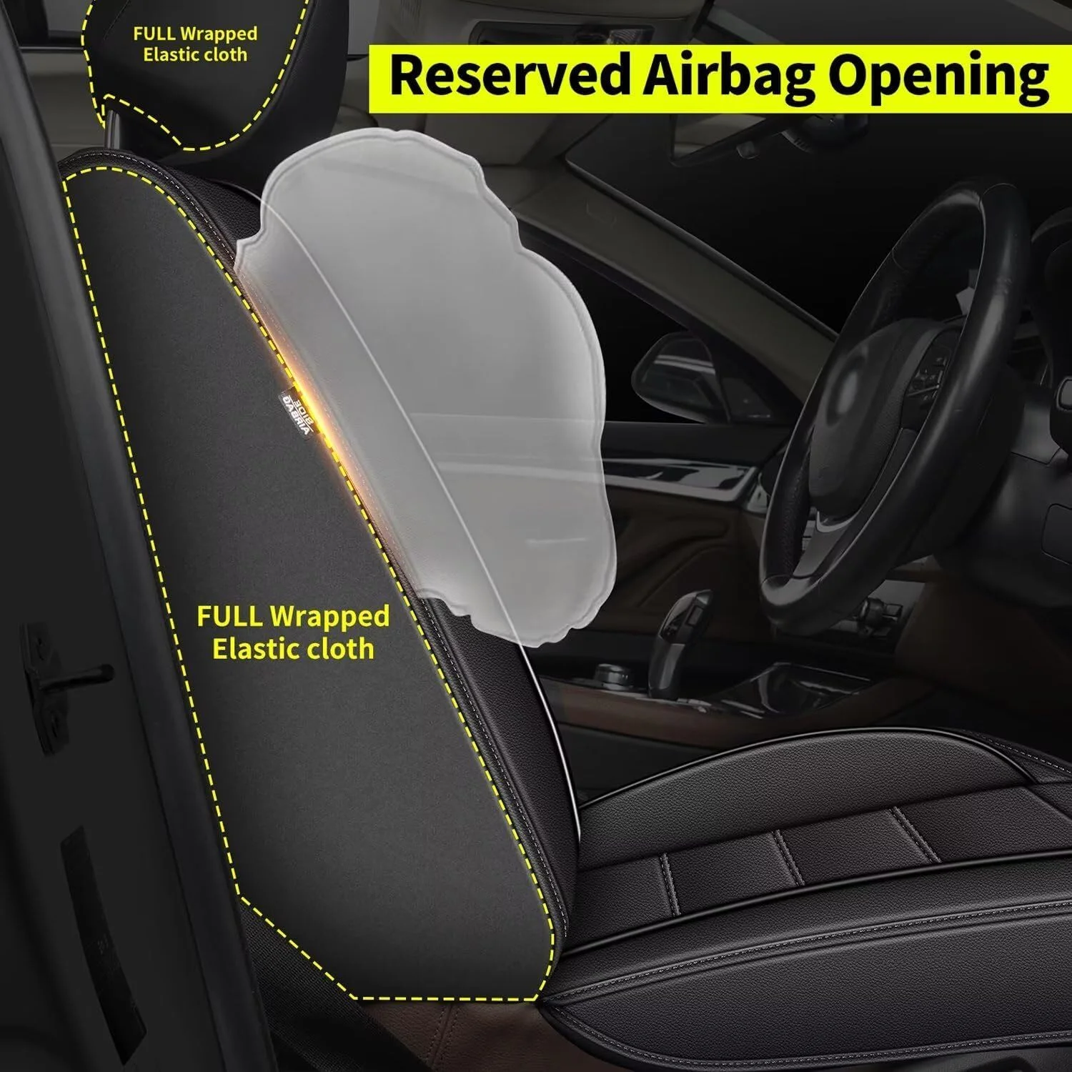 AOMSAZTO Fit Subaru Crosstrek 2016-2024 Black Car seat Cover 5-seat Faux Leather Full Set Compatible Airbag