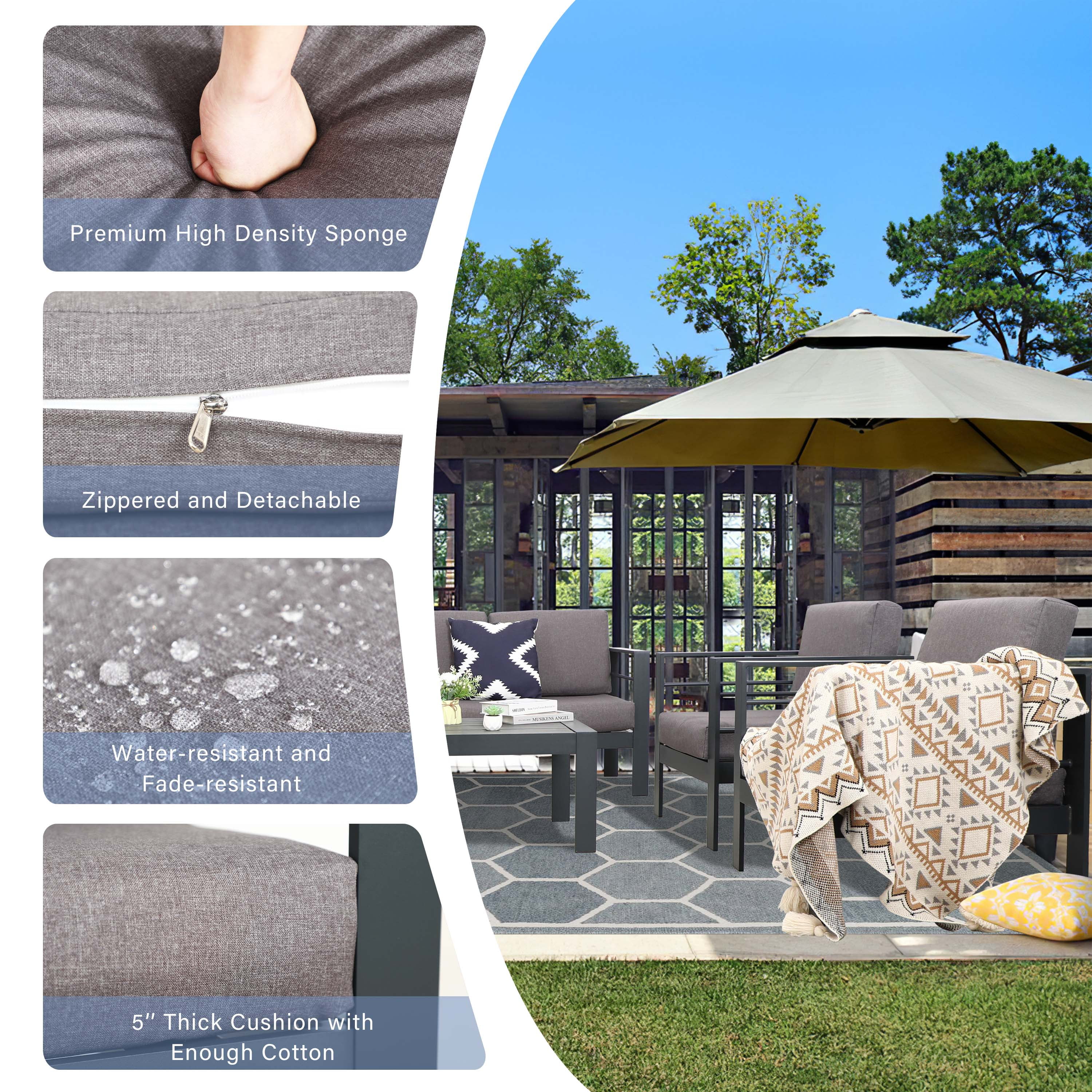 PAOLFOX 5 Piece Aluminum Patio Furniture Set