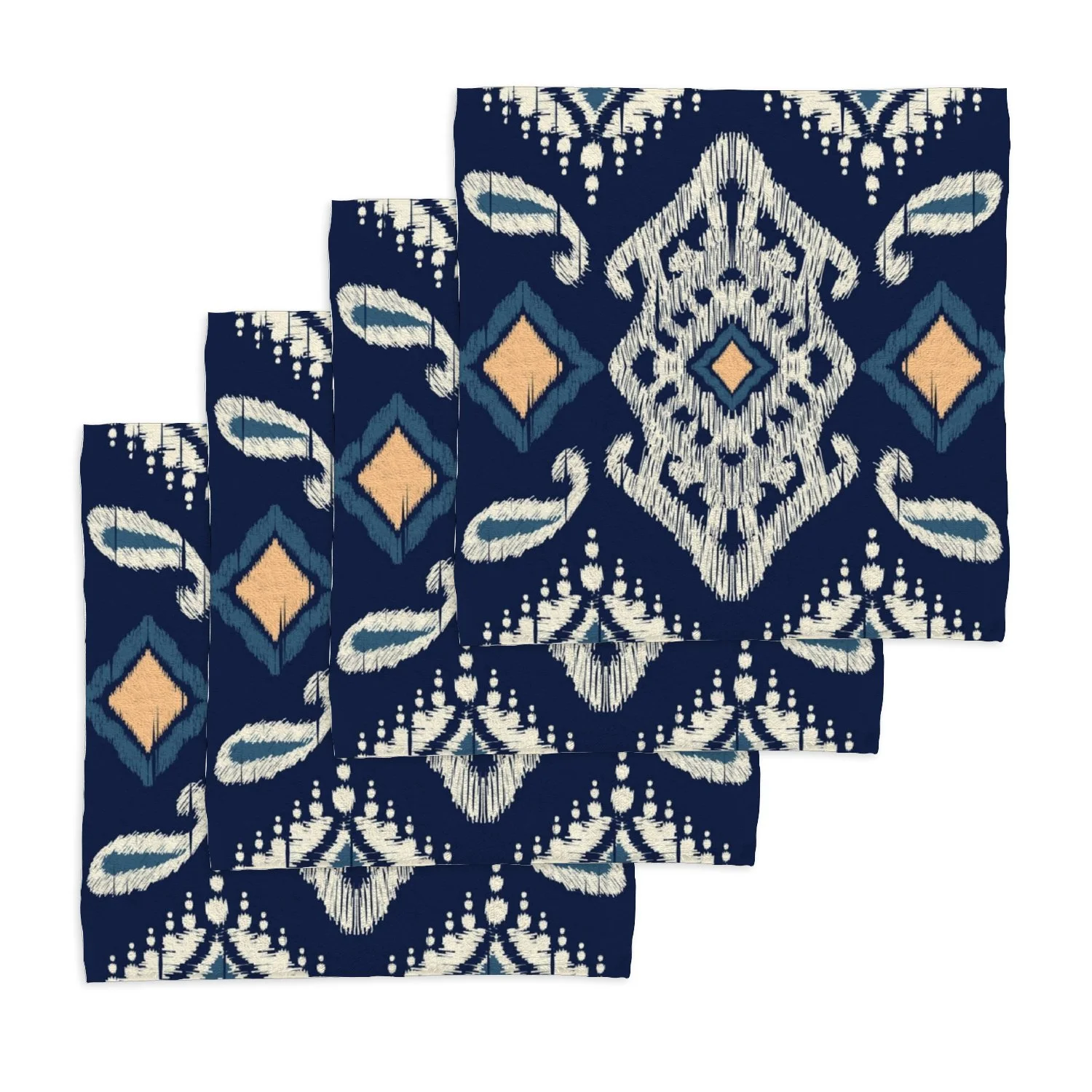 ANYWAY.GO 4 Pack Baby Washcloths - 12 x 12 Inch Super Soft Baby Towels - 100% Cotton Highly Absorbent Wash Cloths for Face and Body,African Ikat Paisley Embroidery