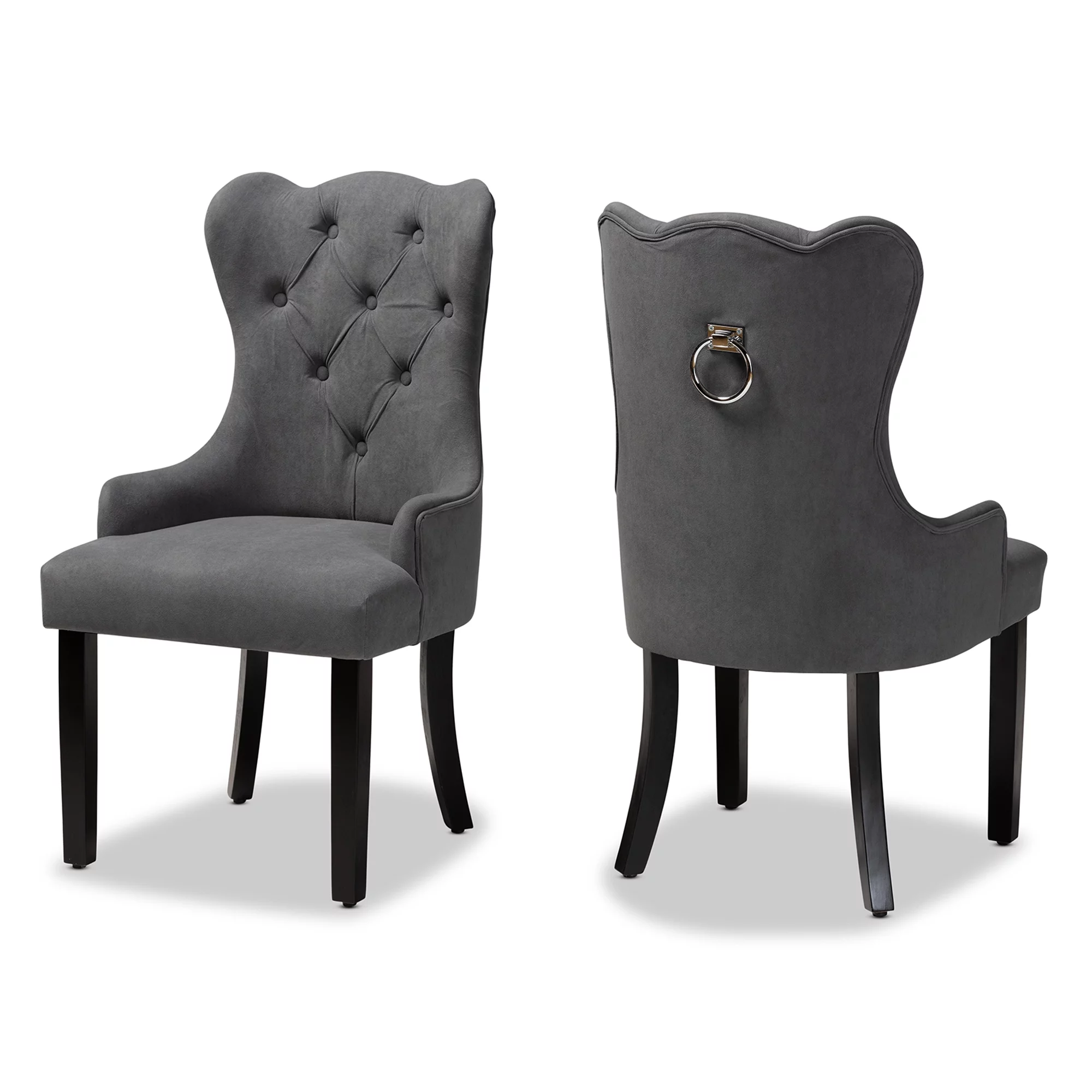 Baxton Studio Fabre Dining Chair, Set of 2, Grey