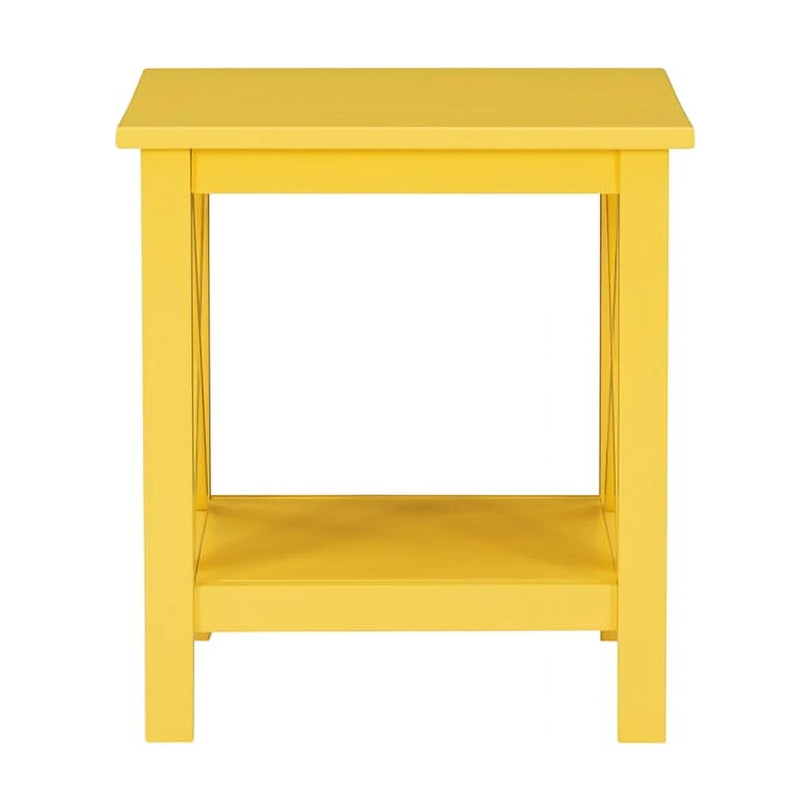 Home Square 2-Piece Furniture Pinewood End Table Set in Yellow