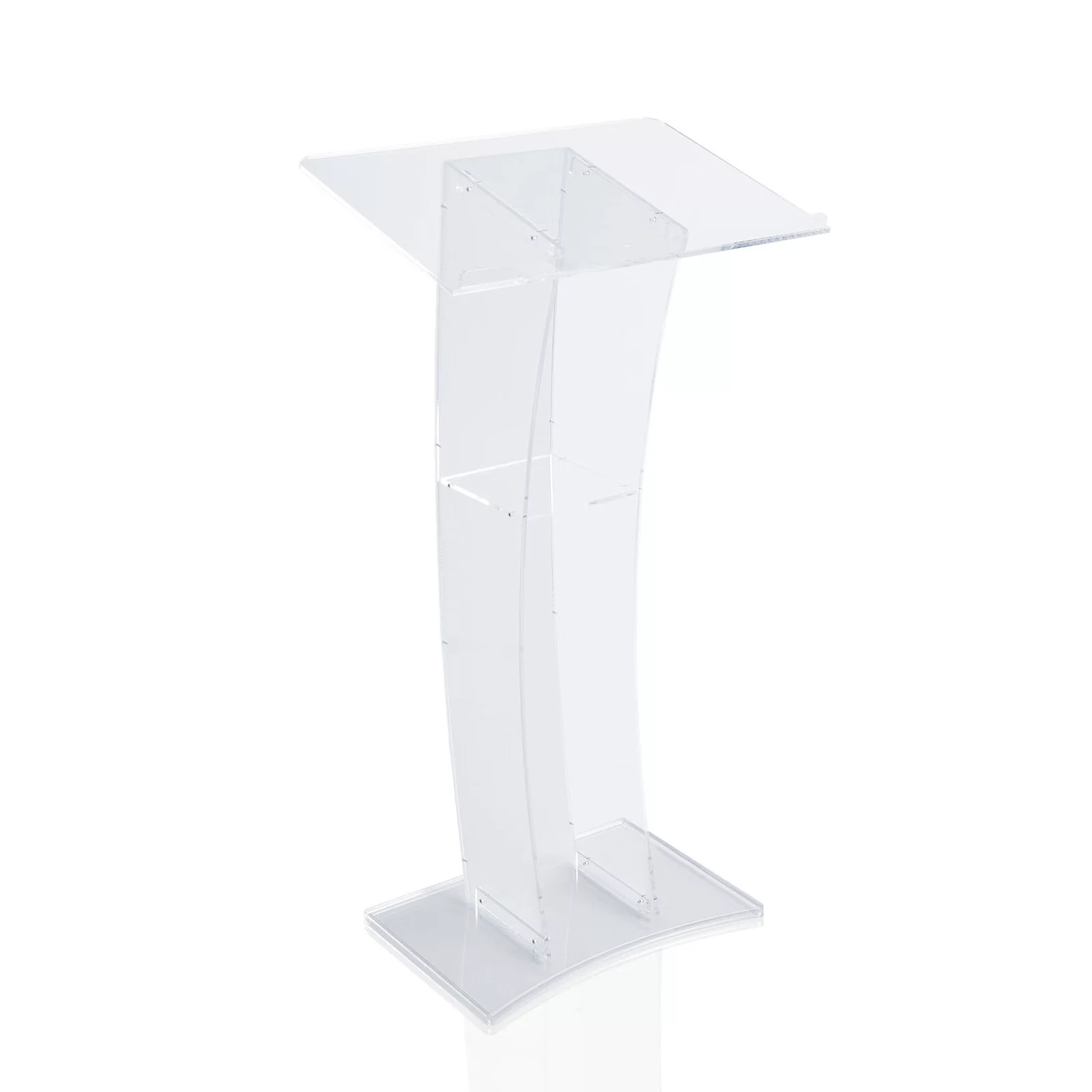 Aiqidi 3.77Ft Height Acrylic Clear Podium Floor Standing Arc Curved Office Conference Speaking Podium Slanted Top Church Pulpit Lectern Stand
