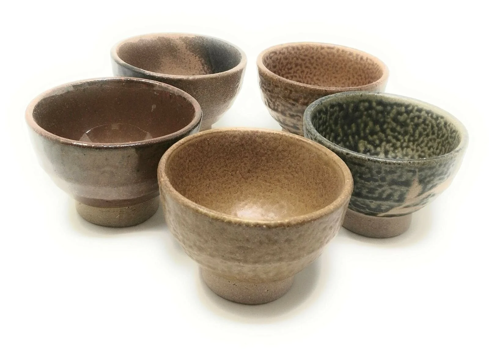 TJ Global Set of 5 Small Japanese Pottery Ceramic Bowls for Dessert, Salsa, D...