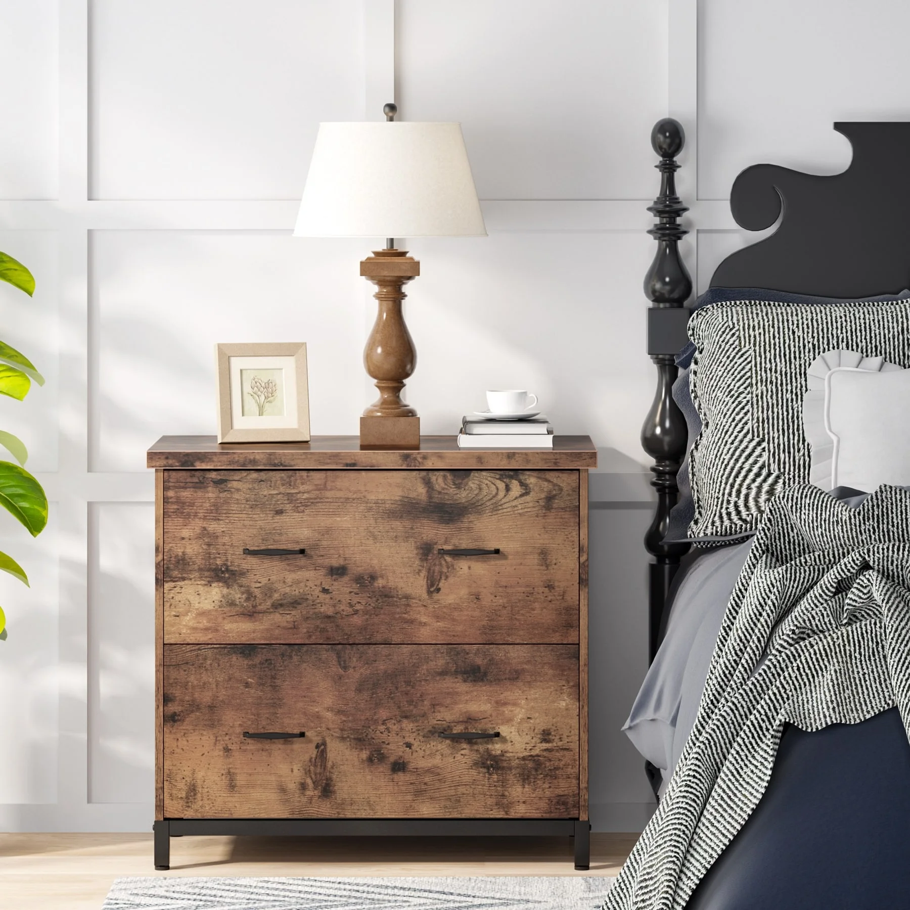 2-Drawer File Cabinet, Lateral Filing Cabinet, Office File Cabinet Brown