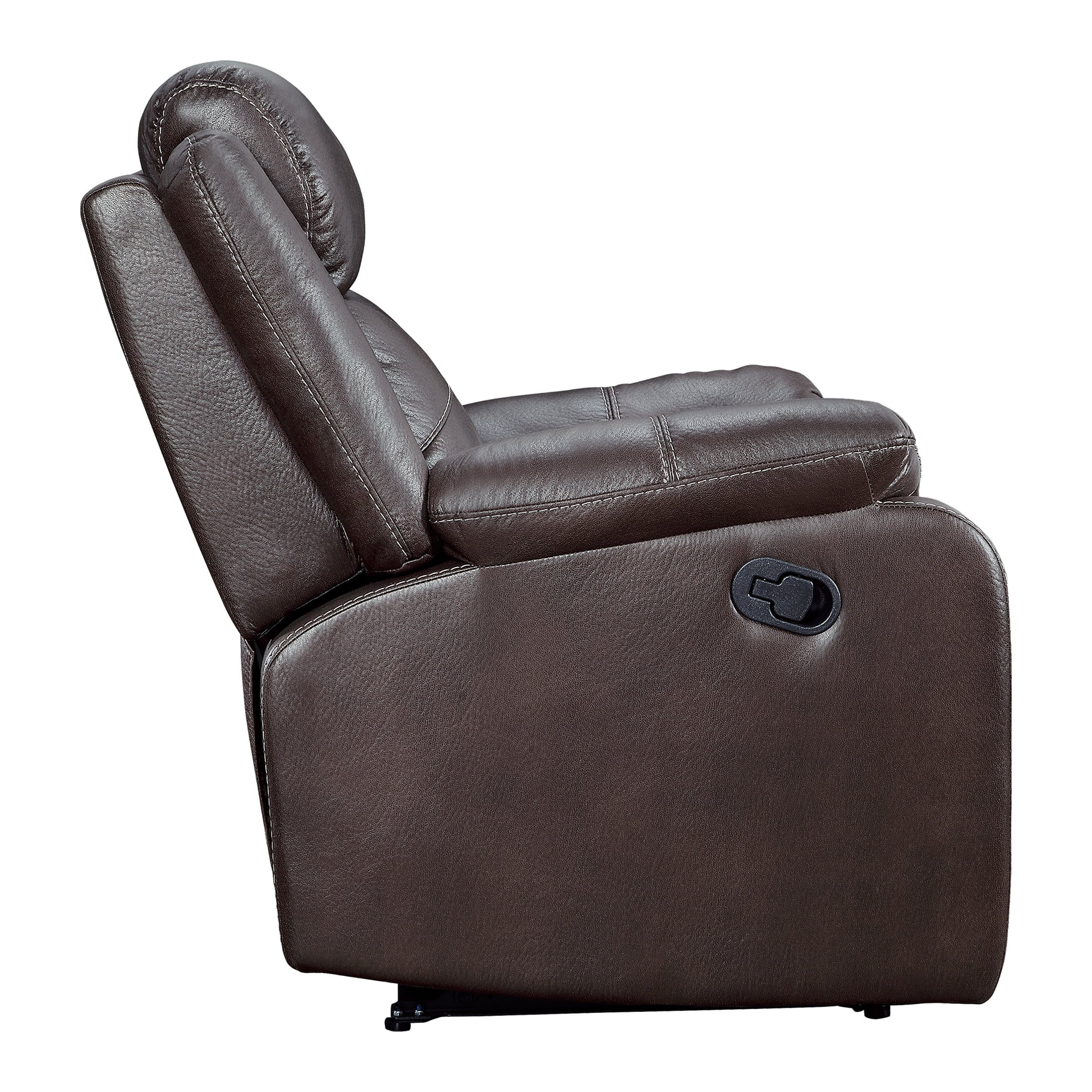 OakvillePark Audubon Polished Microfiber Upholstered Lay Flat Reclining Chair, Dark Brown