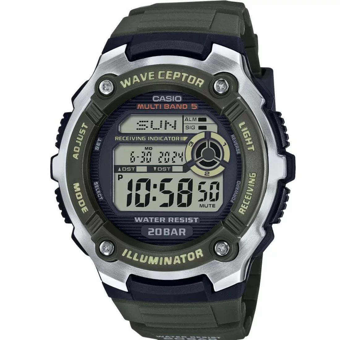 Casio Men's Weveceptor World-Time Digital Watch, Green WV200R-3A
