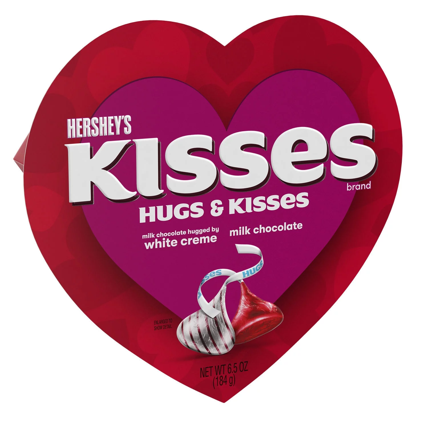 Hershey's Hugs & Kisses Assorted Milk Chocolate and White Creme Valentine's Day Candy, Gift Box 6.5 oz