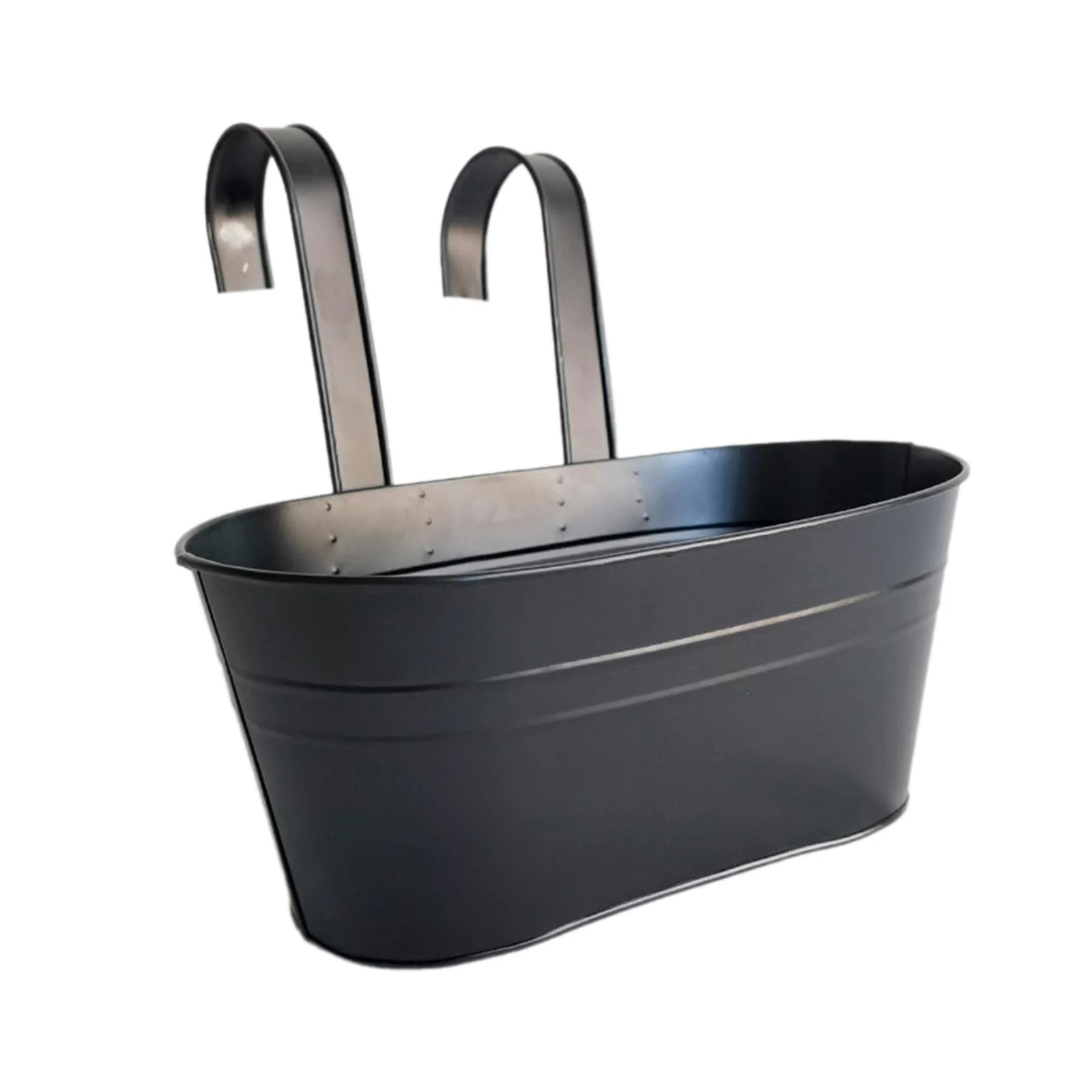 figatia Hanging Flower Pot Iron Bucket Planter Yard Patio Fence Railing Flower Holder Metal Detachable Hooks for Outside Nursery Deck