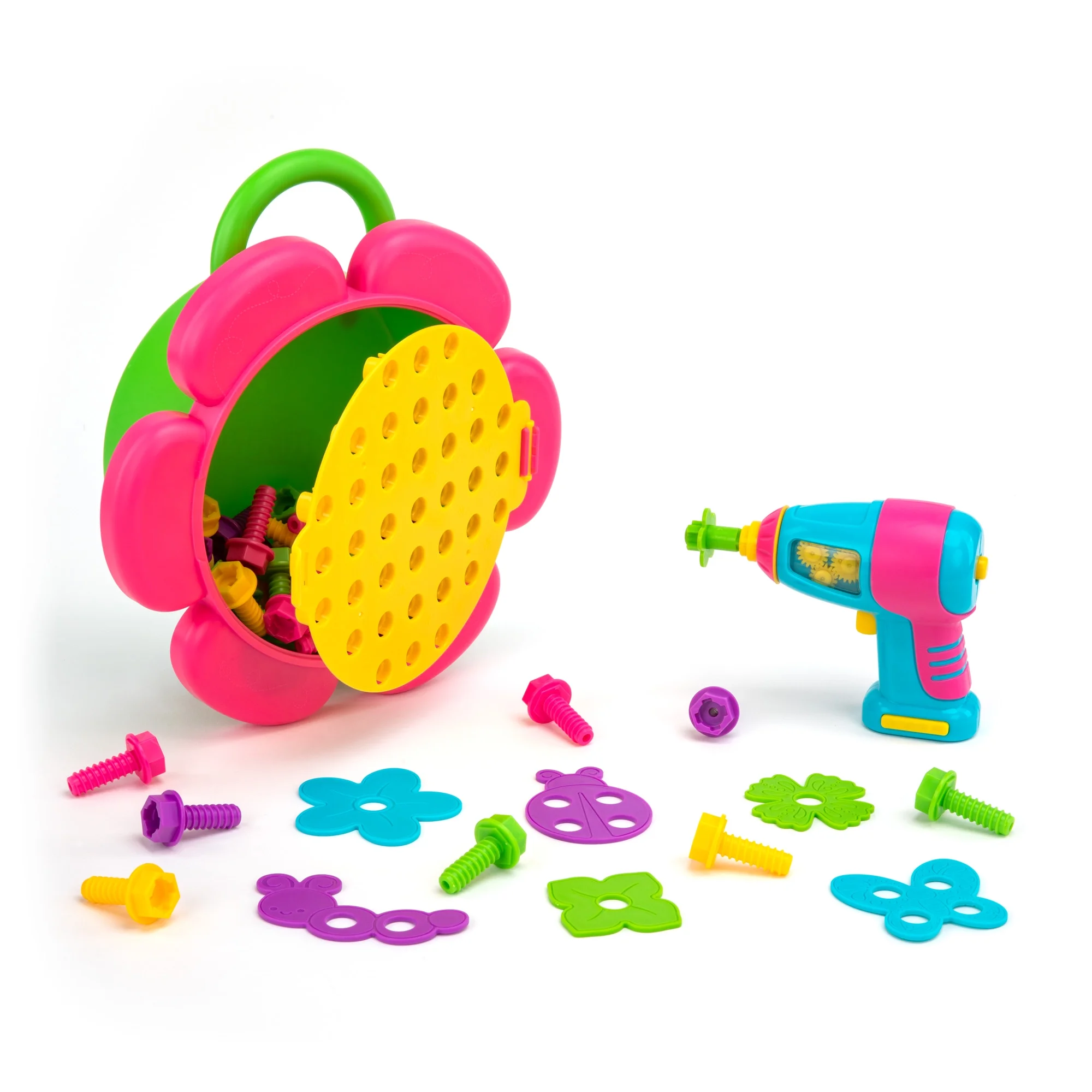 Educational Insights Design & Drill Flower Power Studio, Drill Toy, 50 Piece Set, Ages 3+