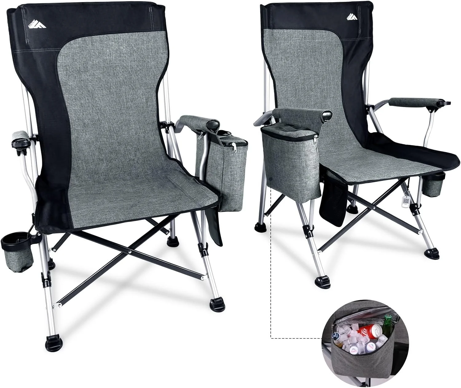 2 Pack Camping Chairs for Adults, Portable Hunting Chair Supports 350lbs, Oversized Heavy Duty Folding Chair for Camping Padded Seat Outdoor Lawn Folding Chair with Side Pockets