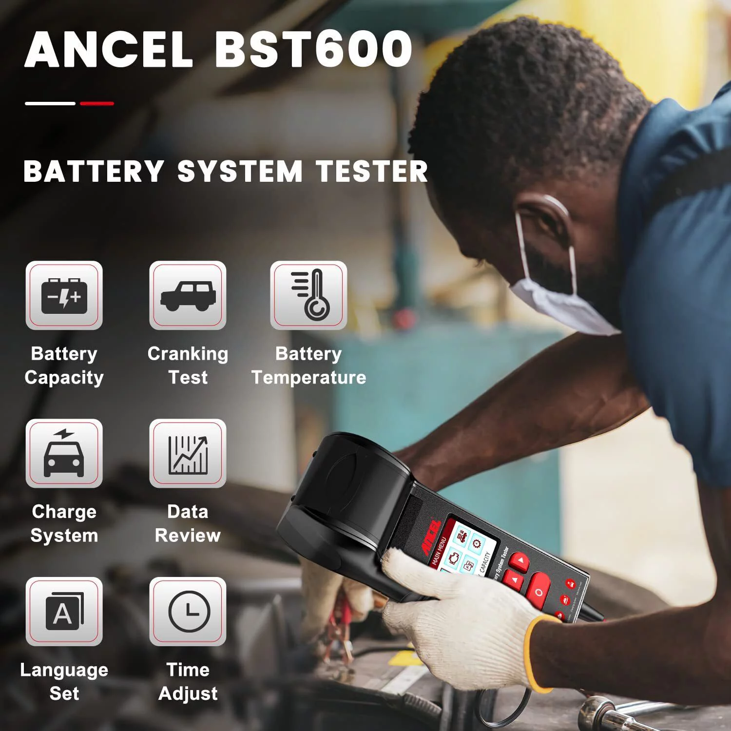 ANCEL BST600 12V/24V Charging System Analyze 100-2000 CCA Automotive Car Battery Temperature Load Tester Tool