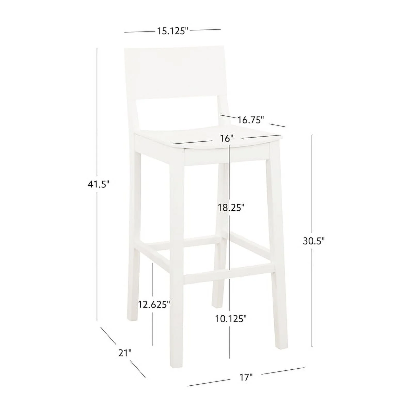 Linon Burke Rubberwood Saddle Seat Bar Stools Set of Two in White