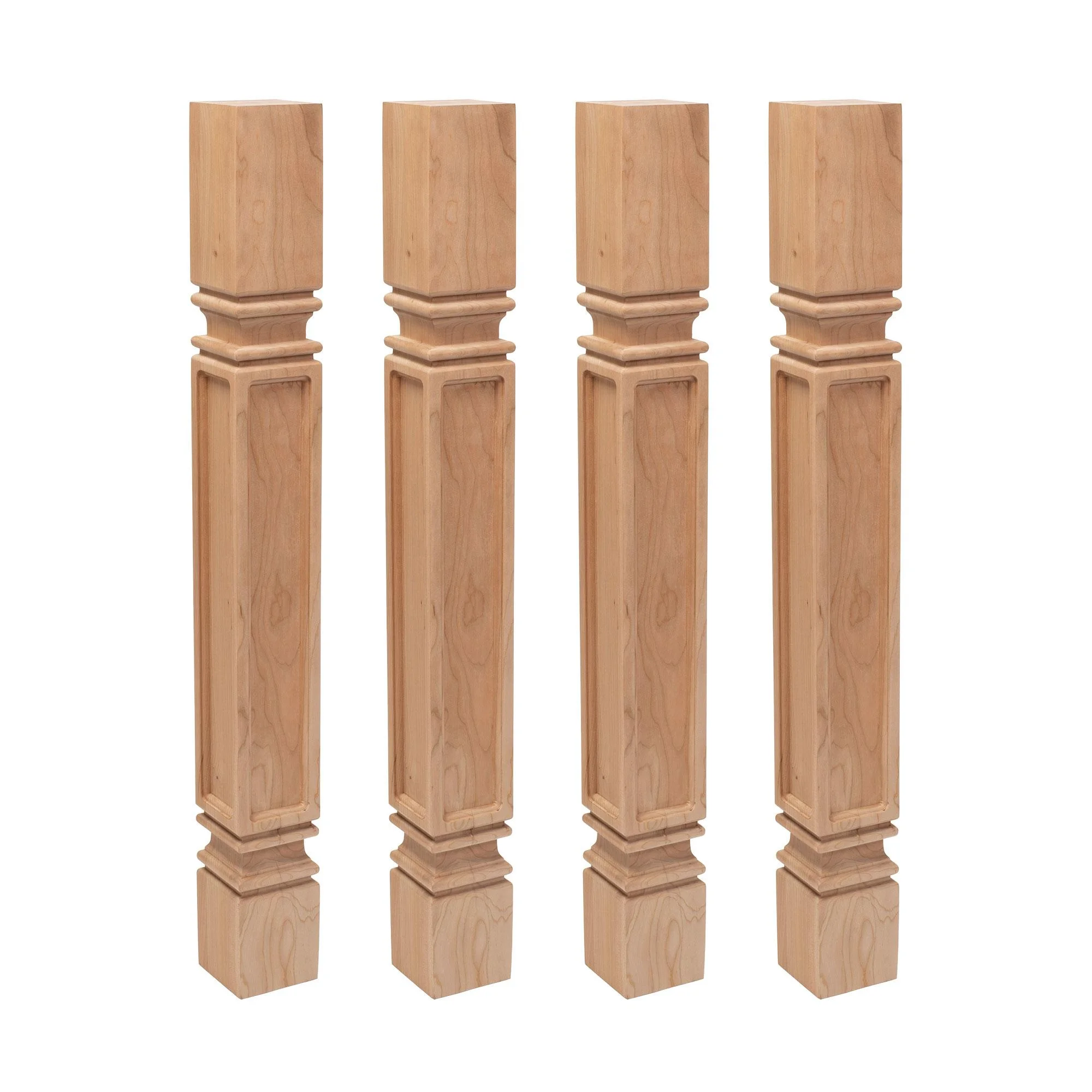 Designer's Edge Millwork 35-1/4 in. High x 3-3/4 in. Wide x 3-3/4 in. Depth Unfinished North American Solid Cherry Mission Kitchen Island Leg 4 Pack