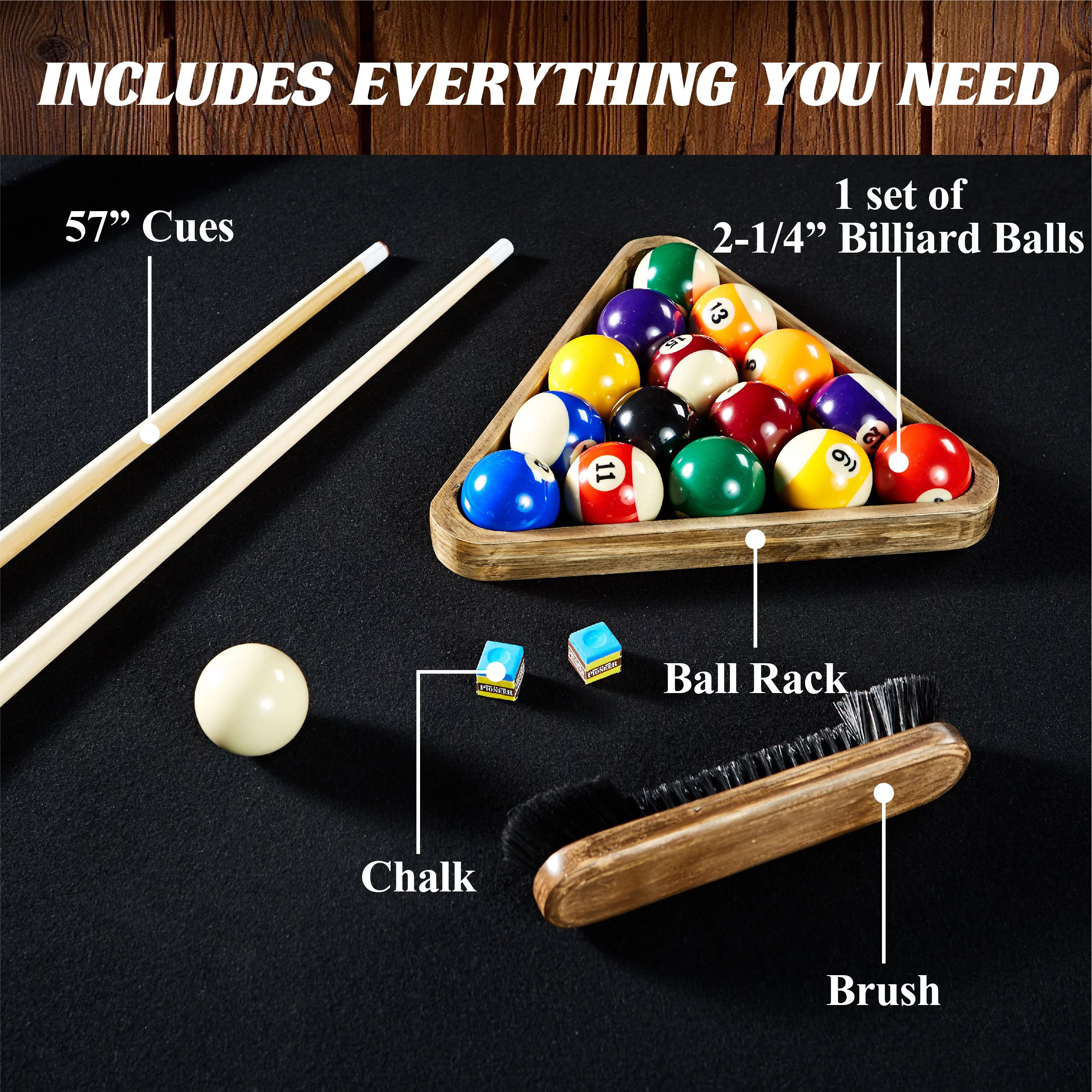 Barrington Billiards 8' Urban Black Drop Pocket Table With Pool Ball and Cue Stick Set