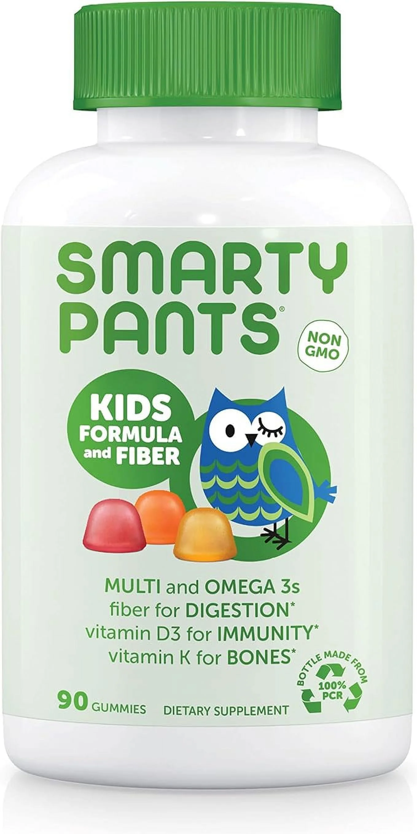 SmartyPants Kids Formula & Fiber Daily Gummy Vitamins: Gluten Free, Multivitamin Omega 3 Fish Oil (Dha/Epa), Fiber, Methyl B12, vitamin D3, Vitamin B6, 90 Count (22 Day Supply) - Packaging May Vary