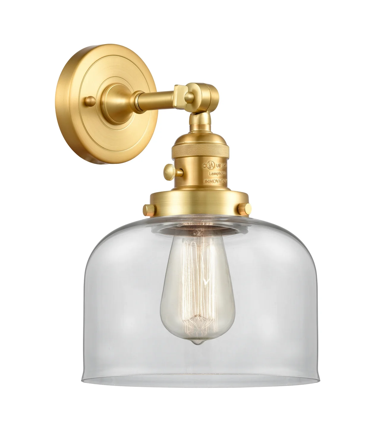 Innovations 203SW-SG-G72 Large Bell 1 Light Sconce part of the Franklin Restoration Collection, Satin Gold