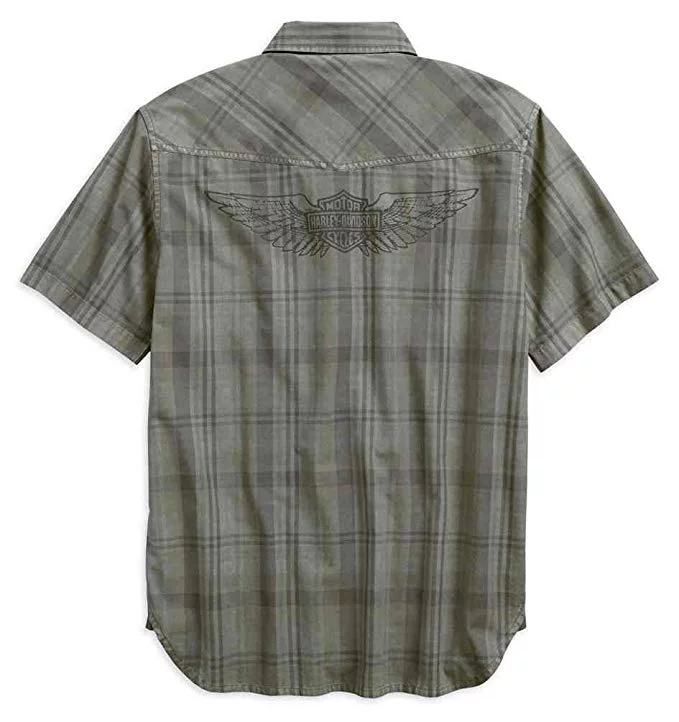 Harley-Davidson Men's Over-Dyed Plaid Short Sleeve Woven Shirt 96540-19VM