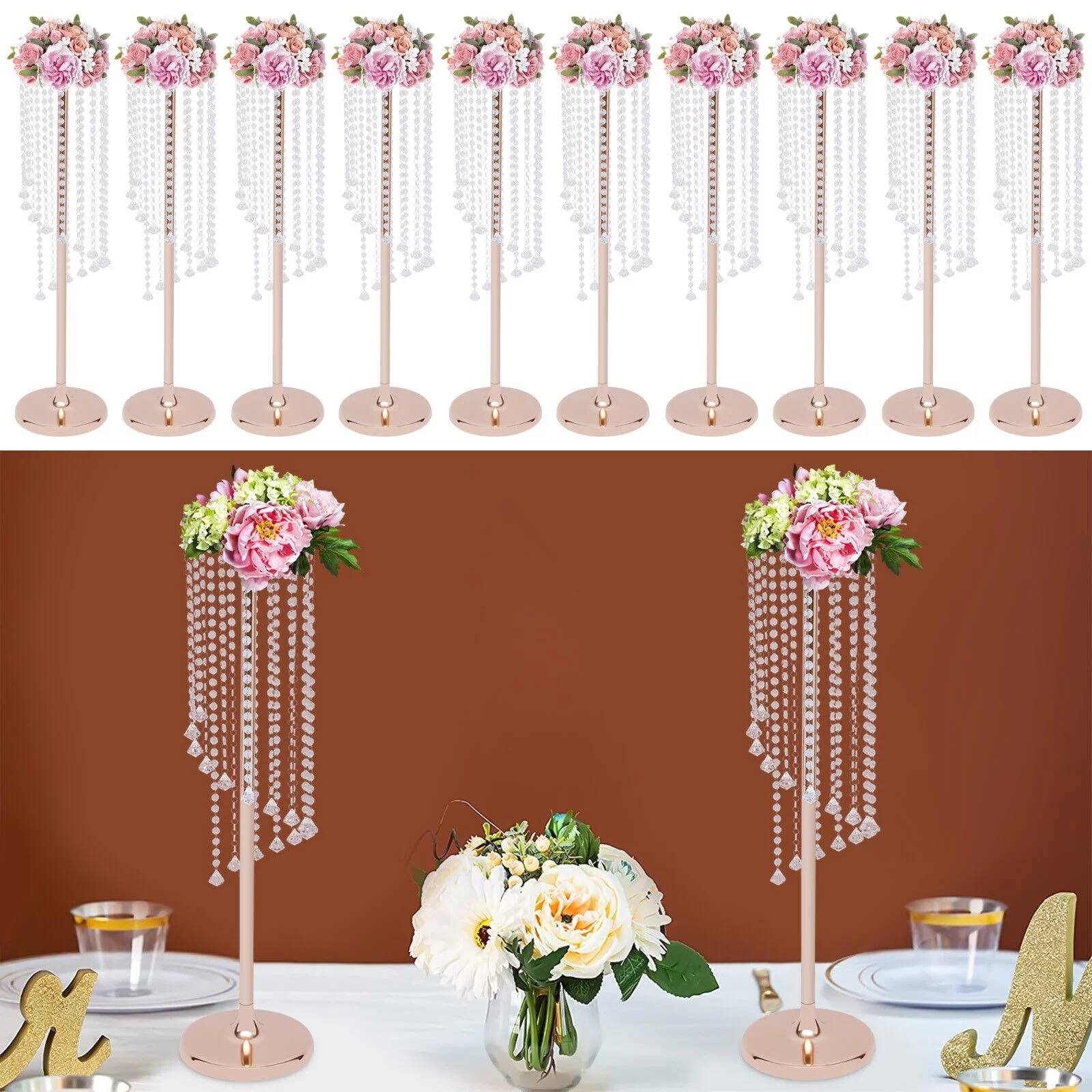 Miumaeov 10Pcs 35.4in Vases Wedding Centerpieces Metal Flower Stand Rack for Wedding Decoration