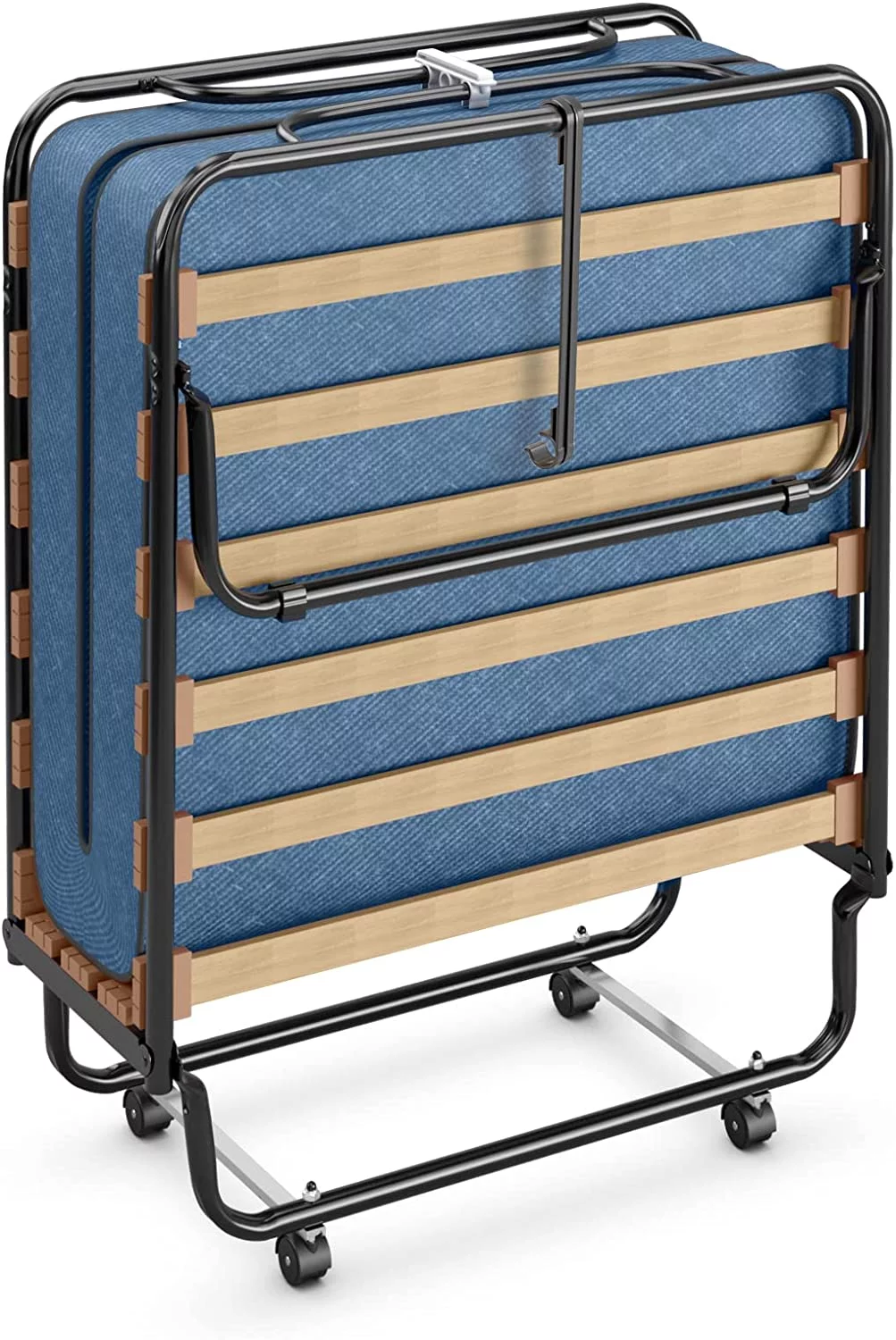 Folding Bed with Mattress for Adults  Rollaway Guest  w/Memory Foam Mattress & Metal Frame    Cot Size Rollaway Bed  Portable Foldable Sleeper Bed for Home  Beige