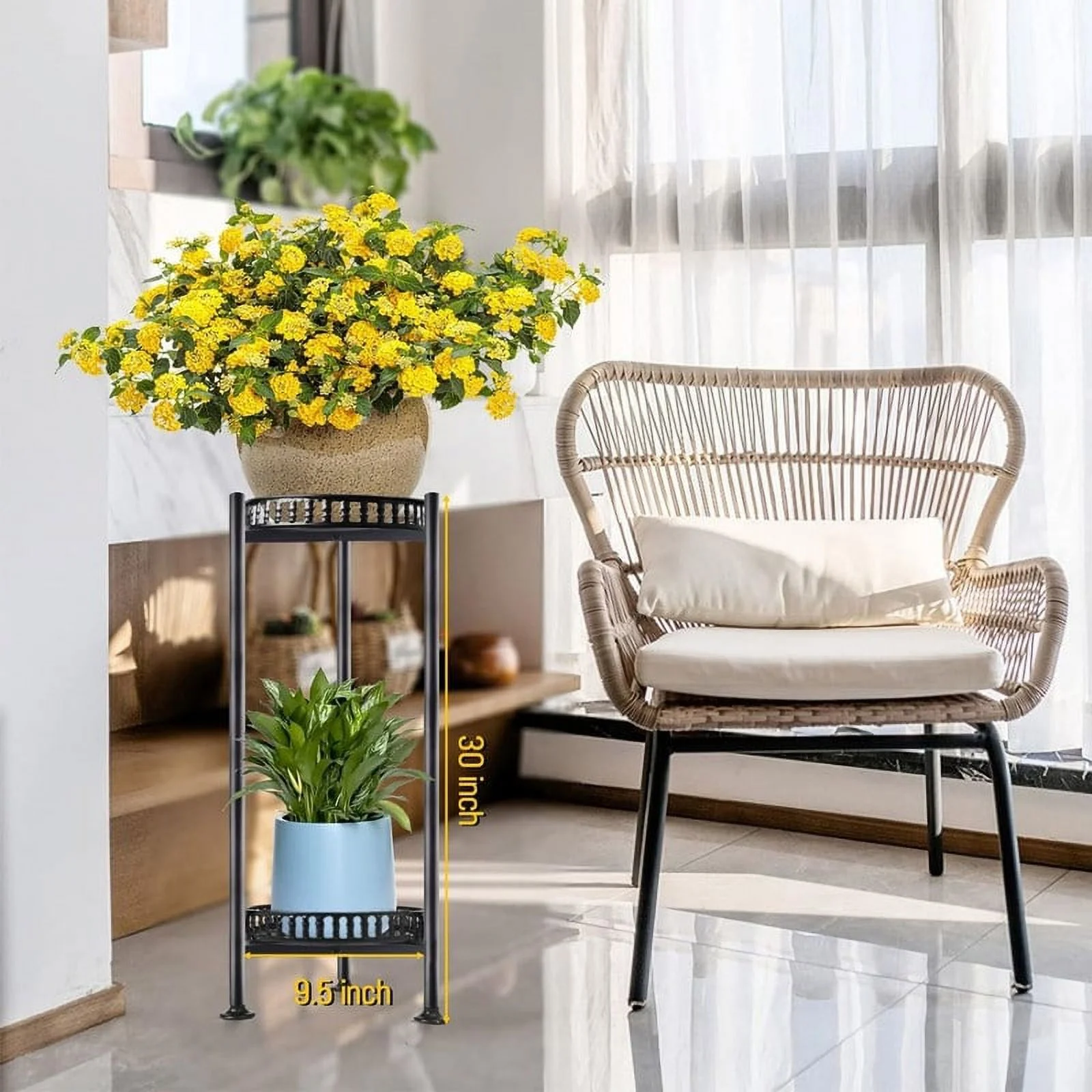 30'' Tall Plant Stand 2 Tier Metal Planter Stand