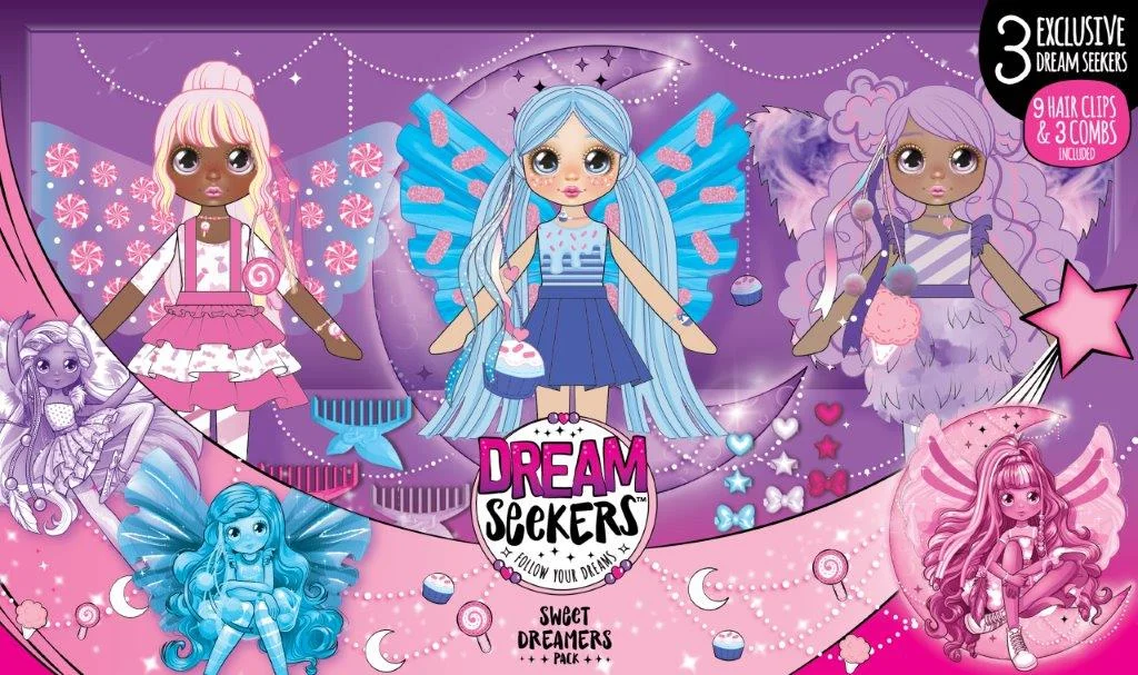 Dream Seeker Magical Fairy Fashion Doll 3 Pack, Candice, Lolli-Ana and Coco, Girls 5+