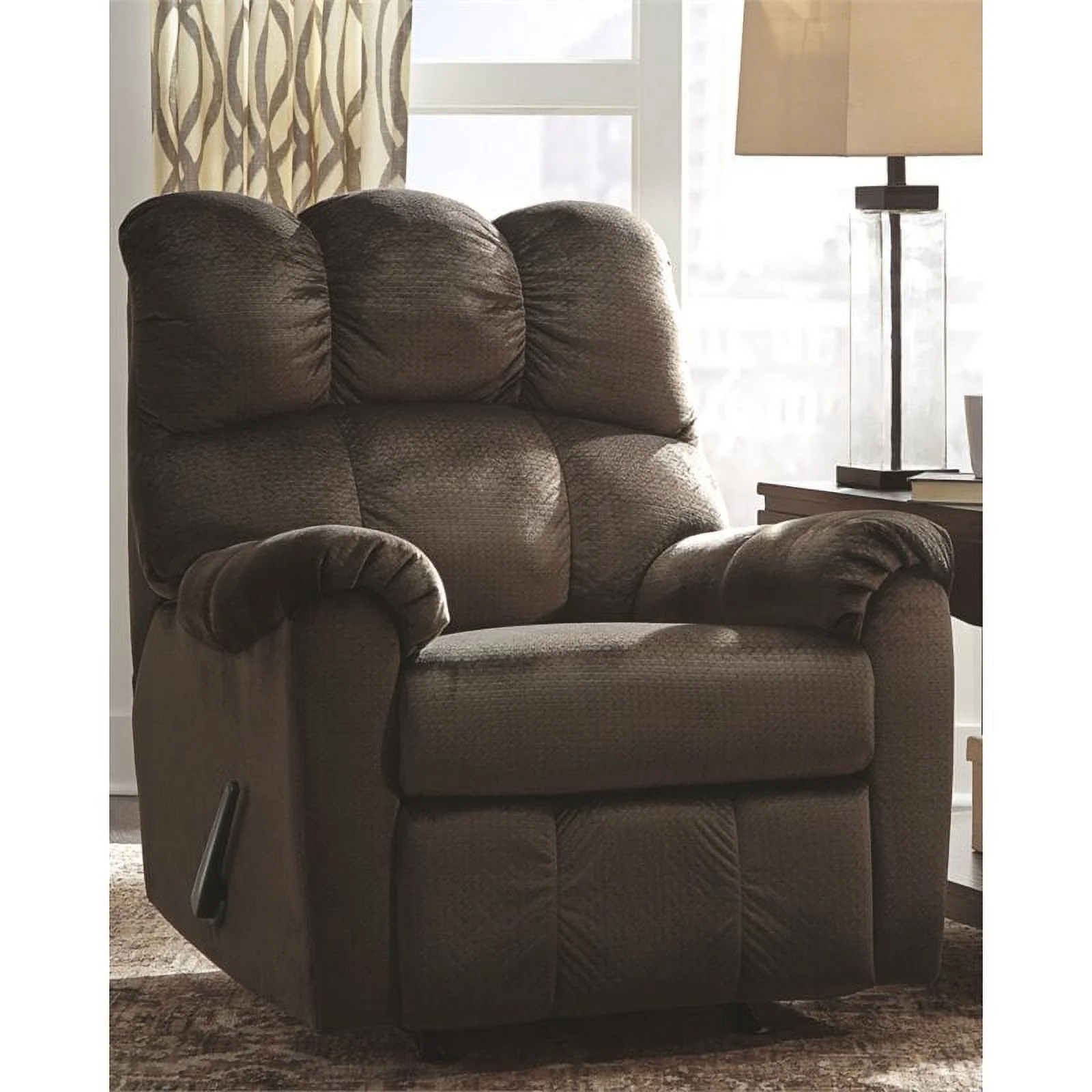 Bowery Hill Contemporary Rocker Recliner in Chocolate Finish