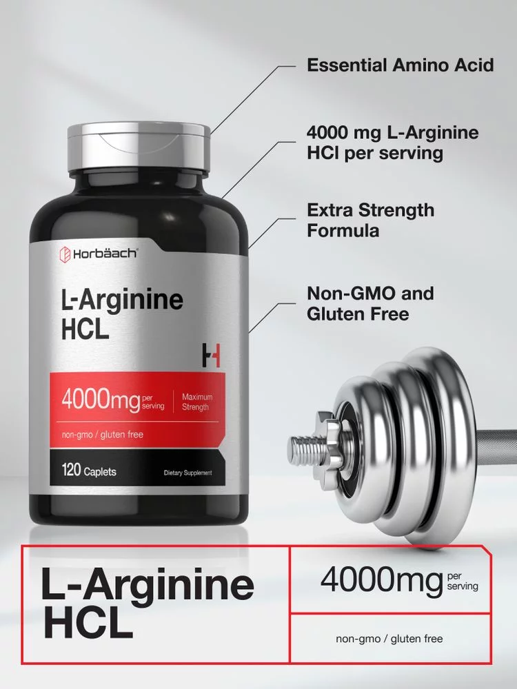 L Arginine 4000mg | 120 Caplets | Nitric Oxide Precursor | by Horbaach