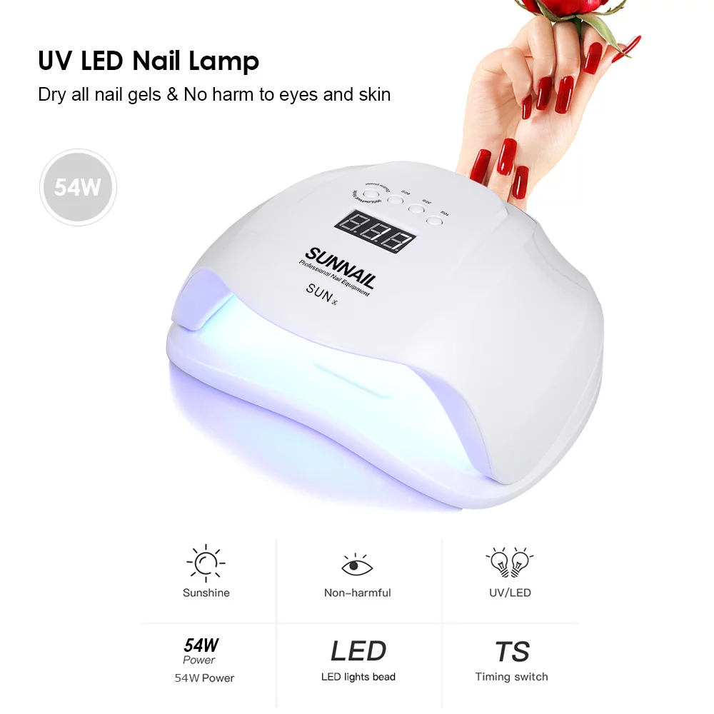 Nail Lamp,Dryer Toenails Equipment 54w Uv Led Art Tool Lamp Professional Nail Toenails Equipment Nail Simbae Mewmewcat Qisuo Huiop Eryue 54w Led