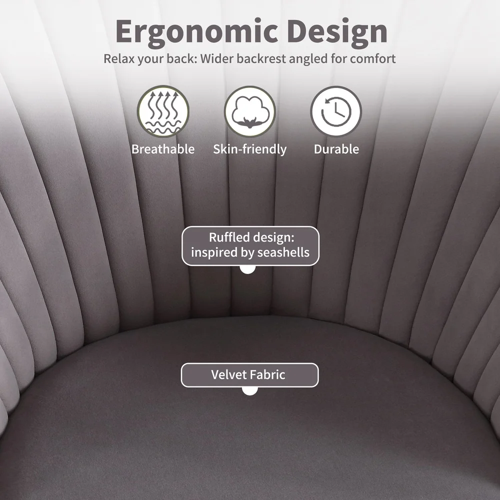 YUUIJOAA Swivel Barrel Chair Comfy Velvet Tufted Accent Chair Set of 2,Dark Grey