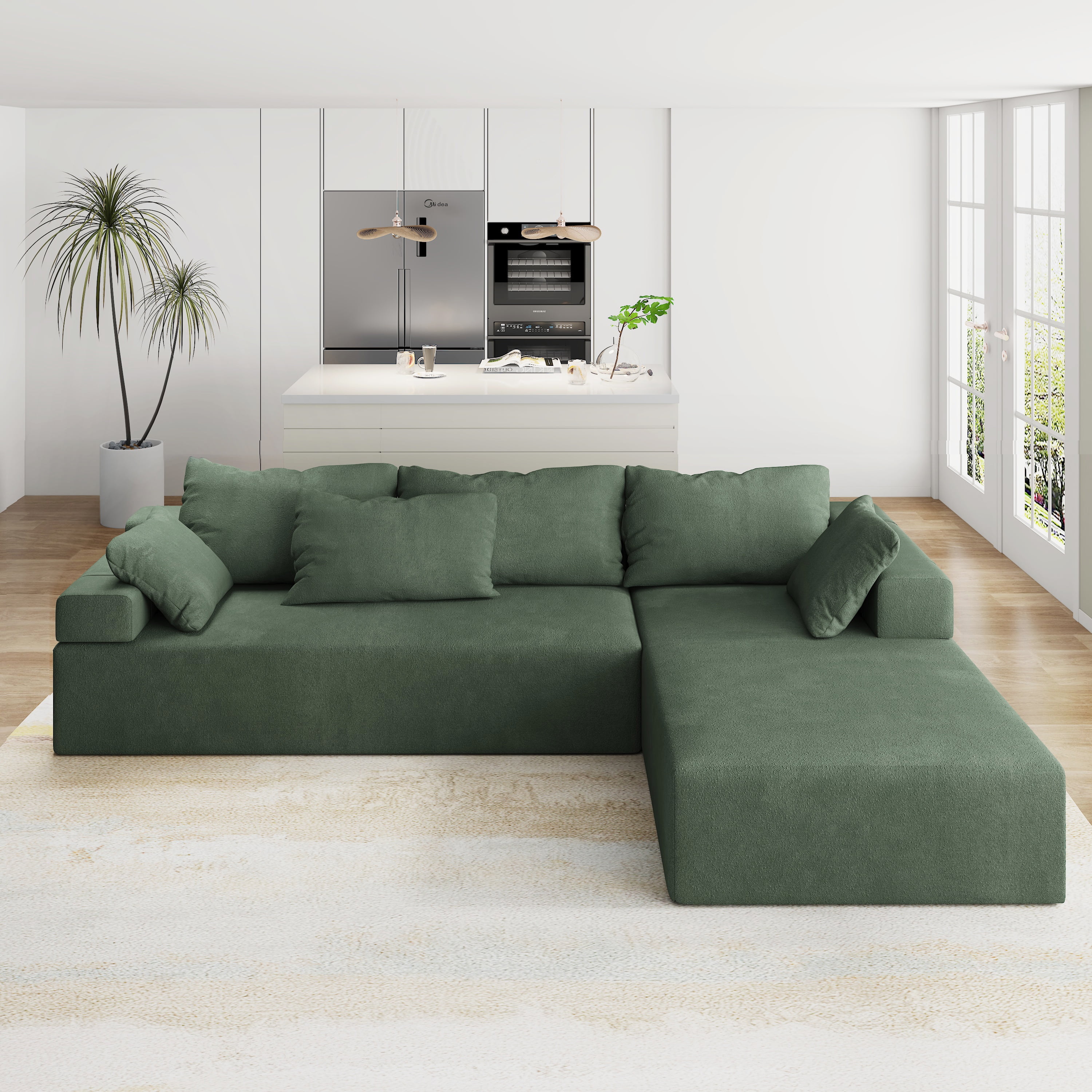 KINFFICT Convertible Modular Sectional Sofa with Right Chaise, 108
