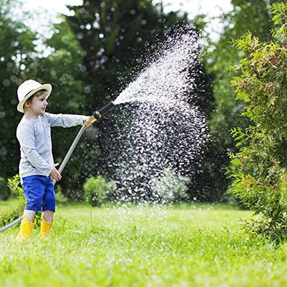 50' 304 Stainless Steel Garden Hose, Lightweight Metal Hose with Free Nozzle, Guaranteed Flexible and Kink Free