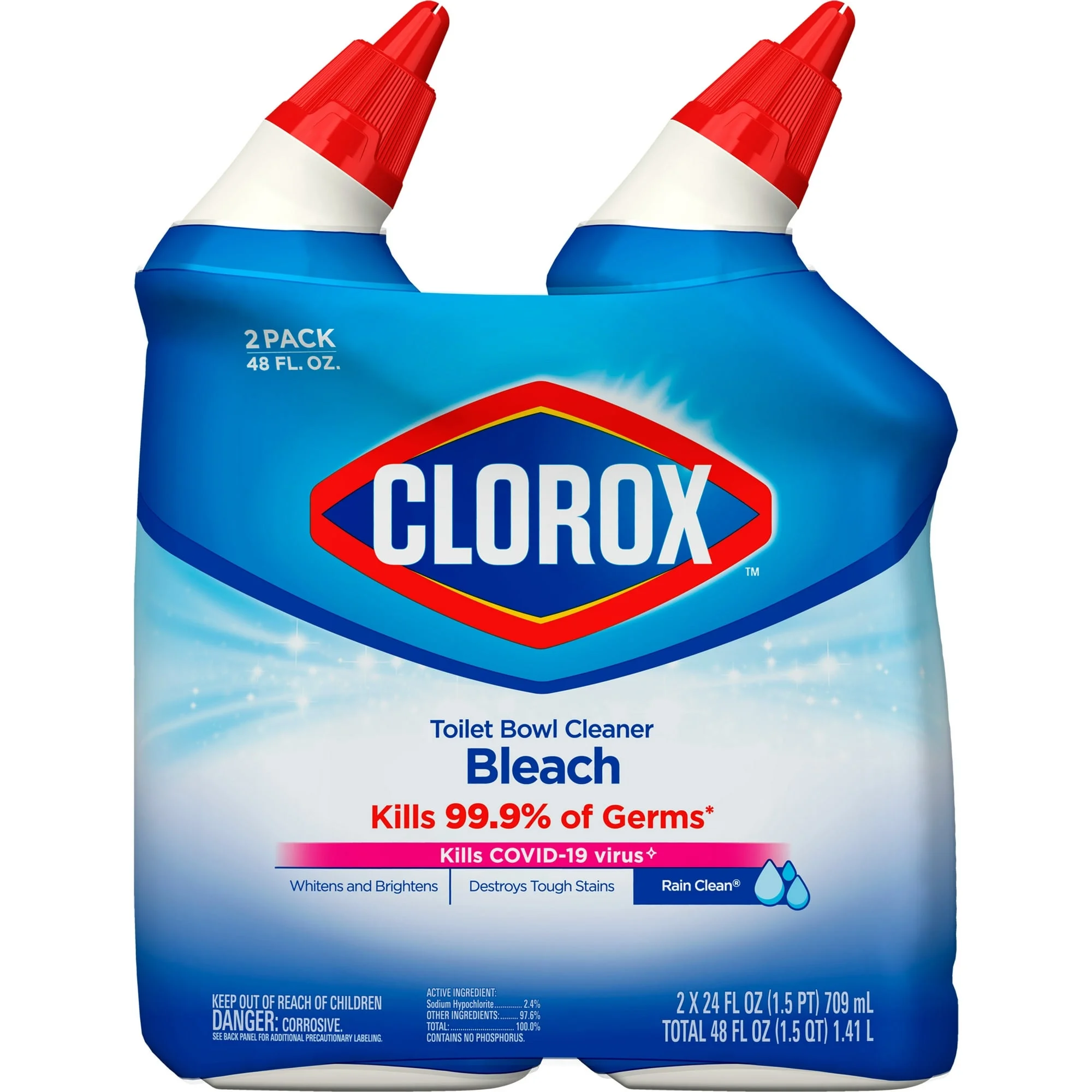 Clorox Rain Clean Toilet Bowl Cleaner with Bleach 24 oz. 2 Pack