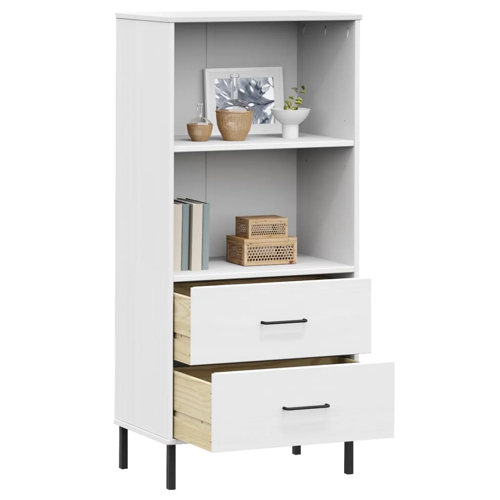 Tomshoo Bookcase with 2 Drawers White 23.6