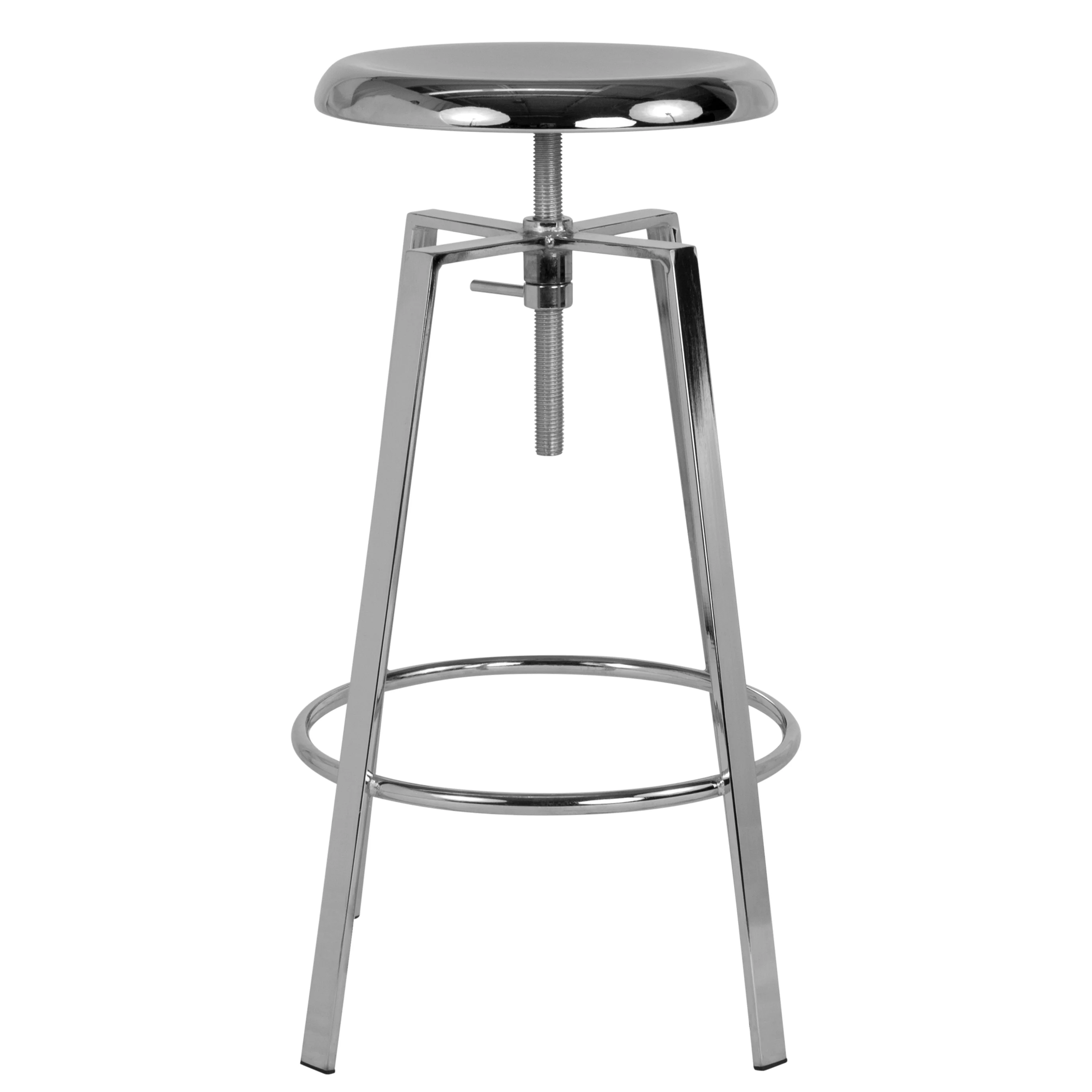 Flash Furniture 2 Pk. Toledo Industrial Style Barstool with Swivel Lift Adjustable Height Seat in Chrome Finish