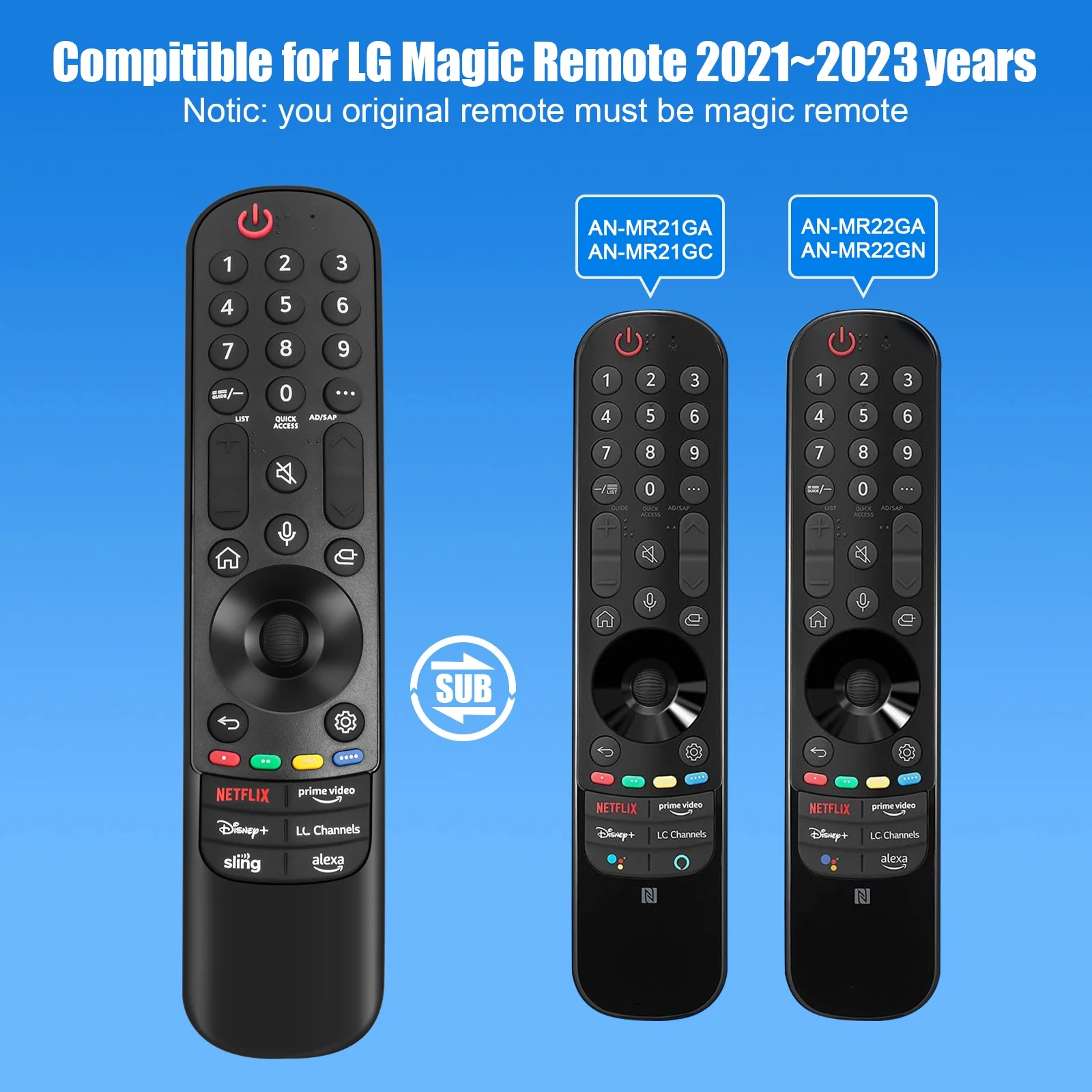 New MR23GA Voice Magic Remote Control Replacement for LG Smart TV 2023 with Pointer for Most LG Smart TVs Including UHD OLED QLED NanoCell 4K 8K Series, 2017~2023 Models