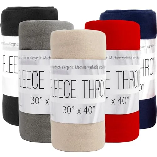 24 Pack of Wholesale Hypoallergenic Microfiber Blankets - 30x40 Fleece Throw Blankets in Bulk